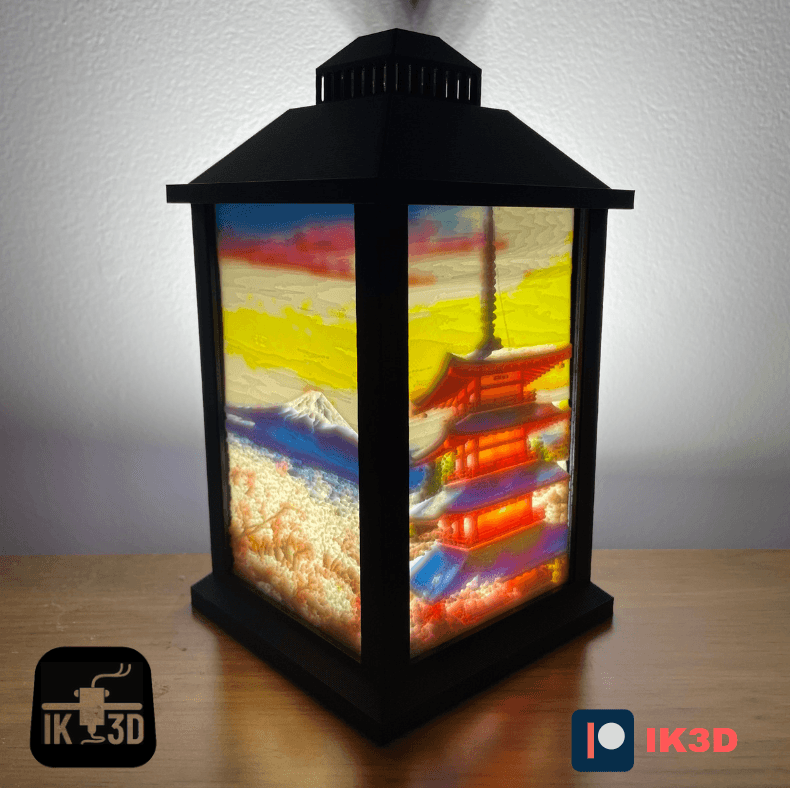 Lantern Lithophane Holder V1 / Includes Japan Lithophane 3d model