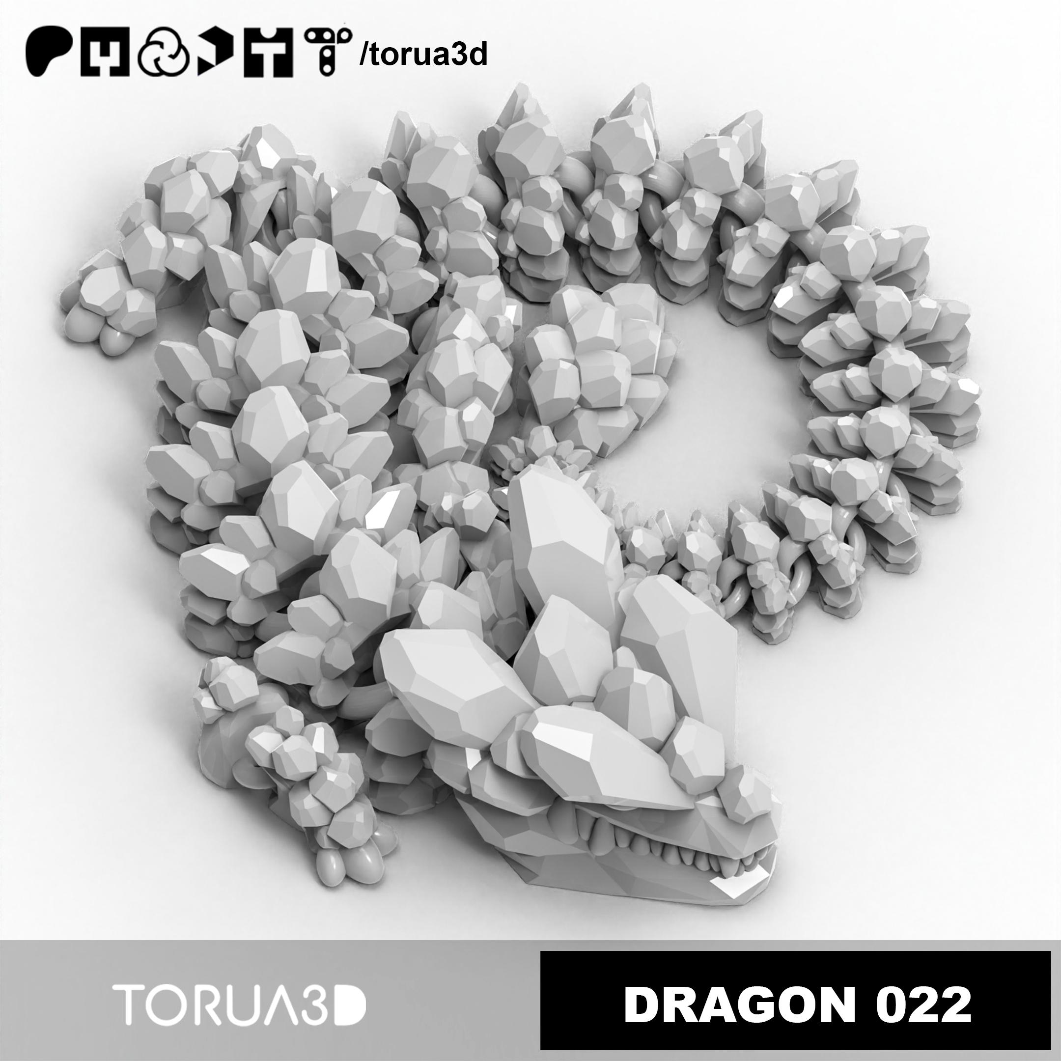 Articulated Dragon 022 - Print in place - No supports - STL  3d model