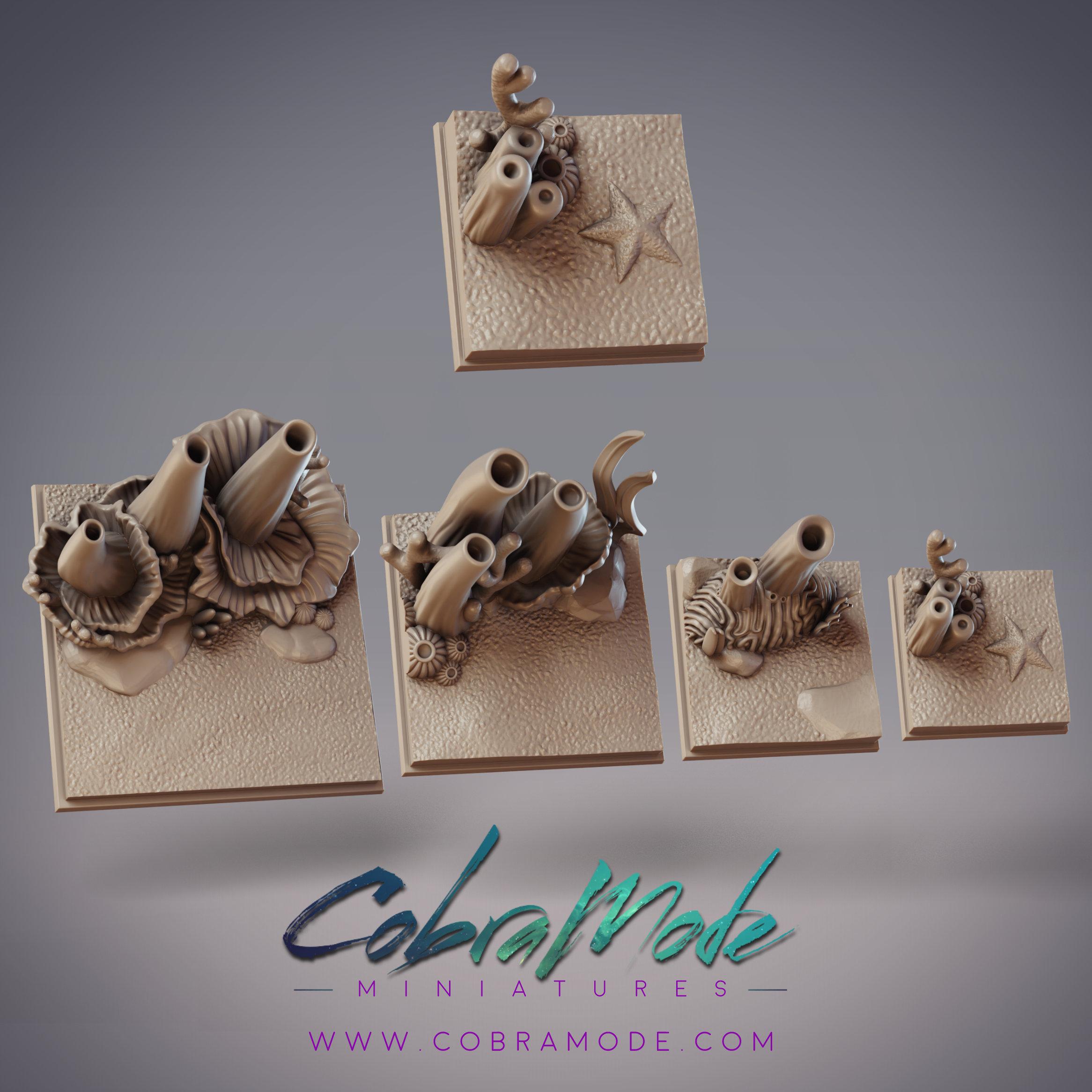 Coral Reef Square Base Pack (4pcs) 3d model