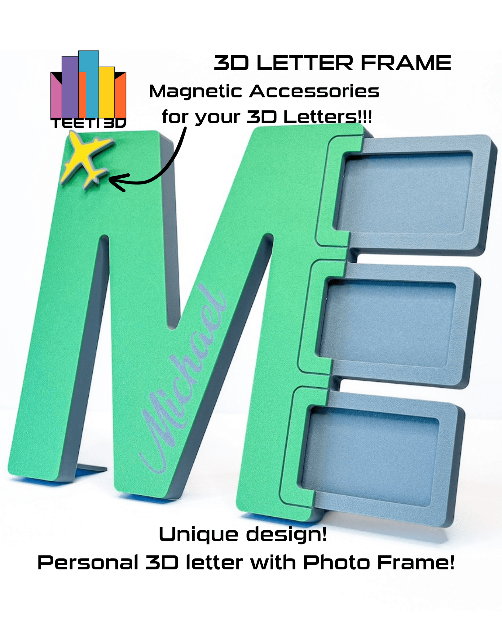 3D Letter "M" with Photo Frame 3d model