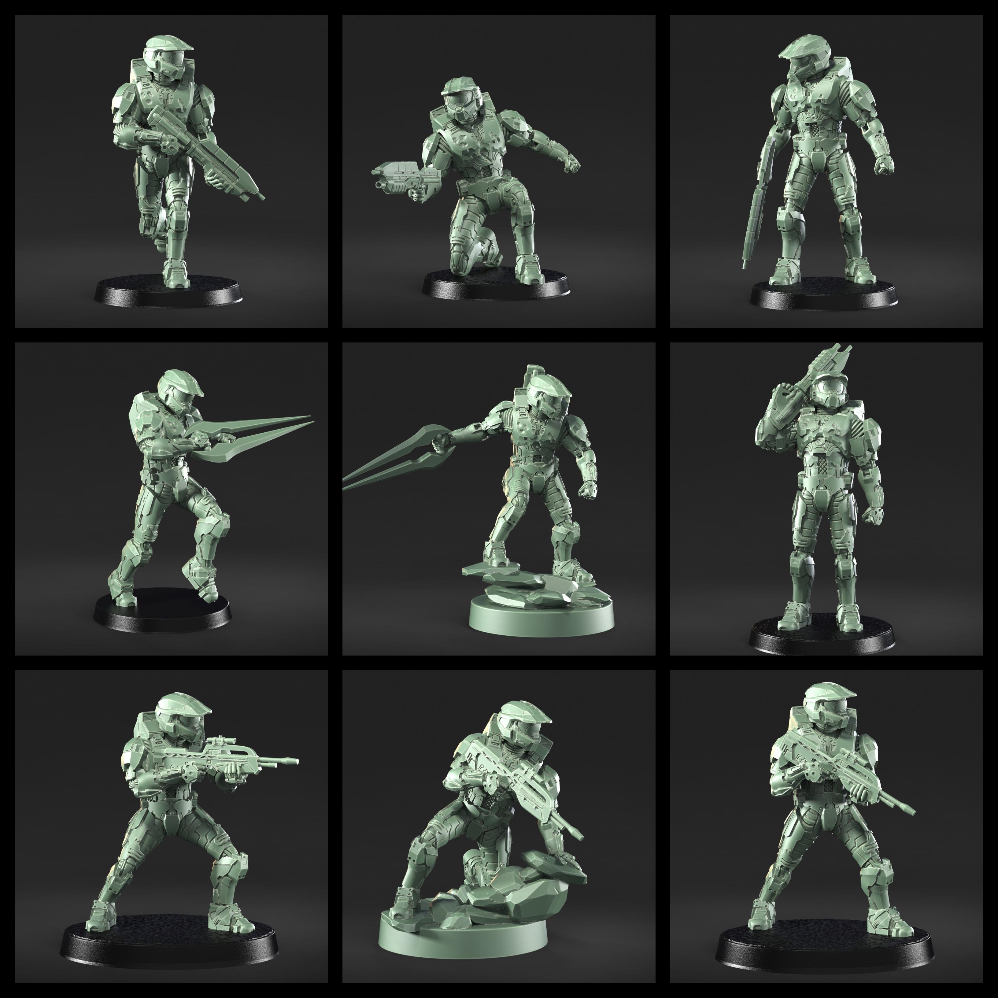 1:48 Scale Halo 3 Master Chief Miniatures - 3D Print Files 3d model