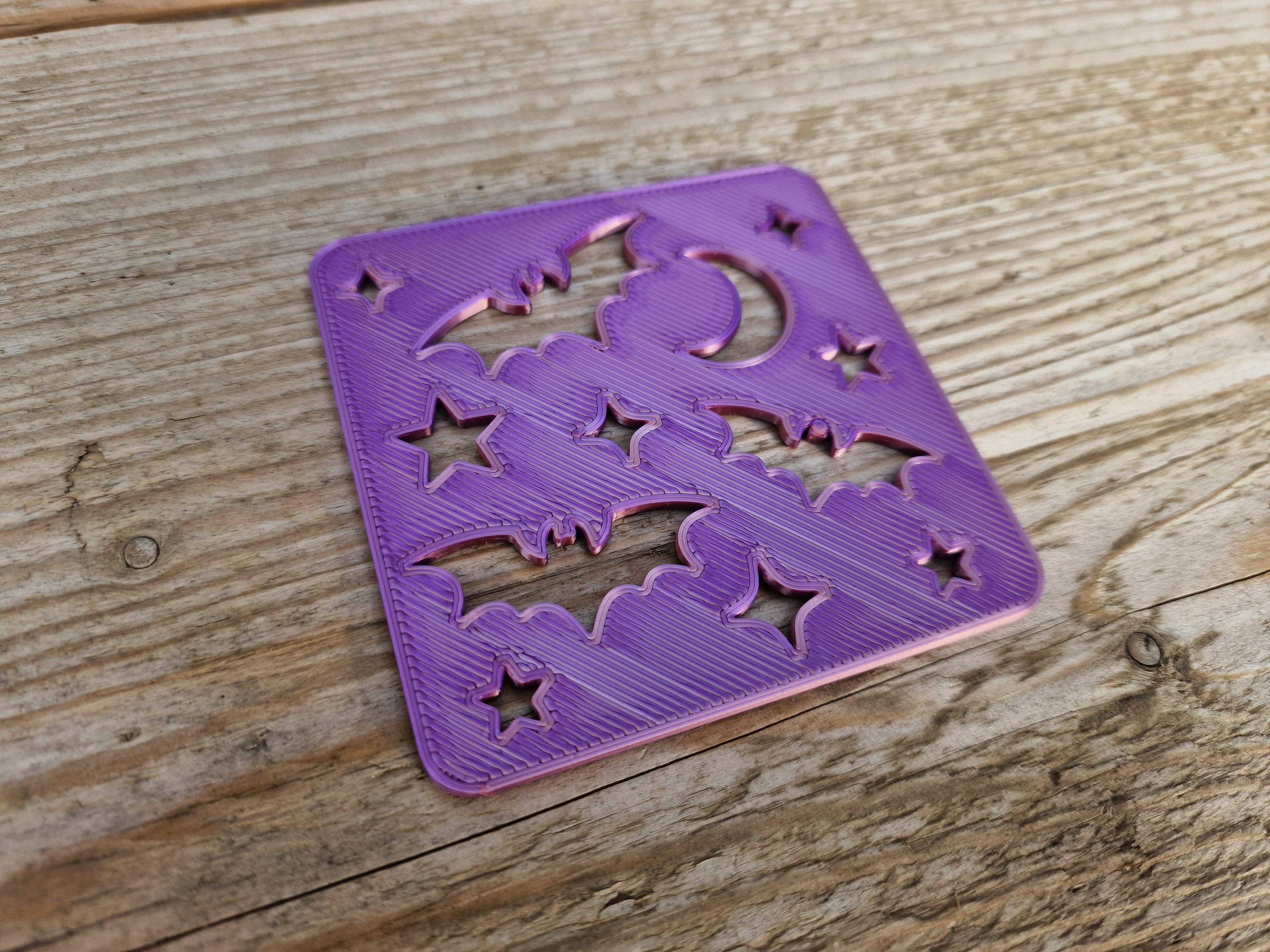 Spooky Coasters - Bats Square 3d model