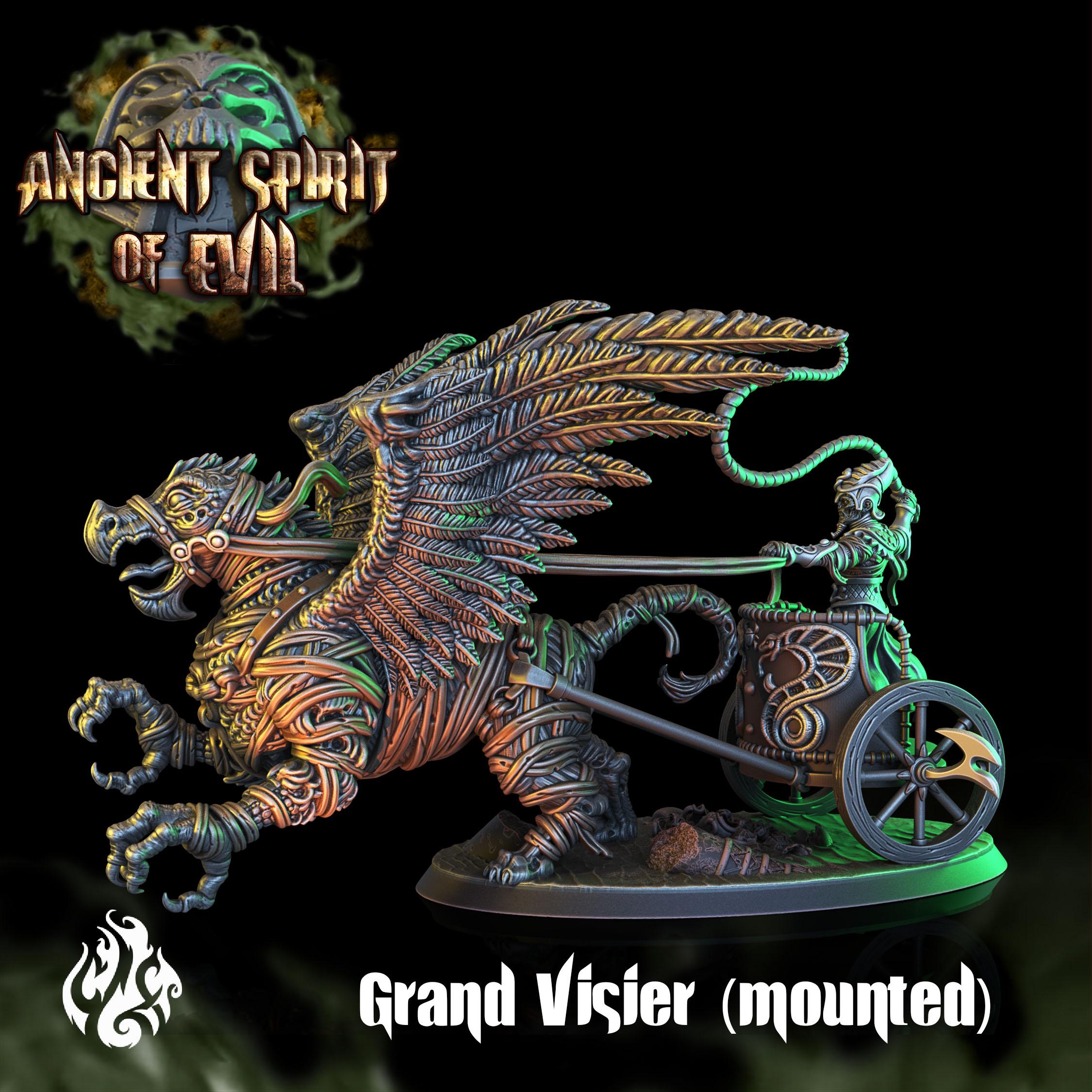 Grand Visier on Mummy Griffin Chariot 3d model