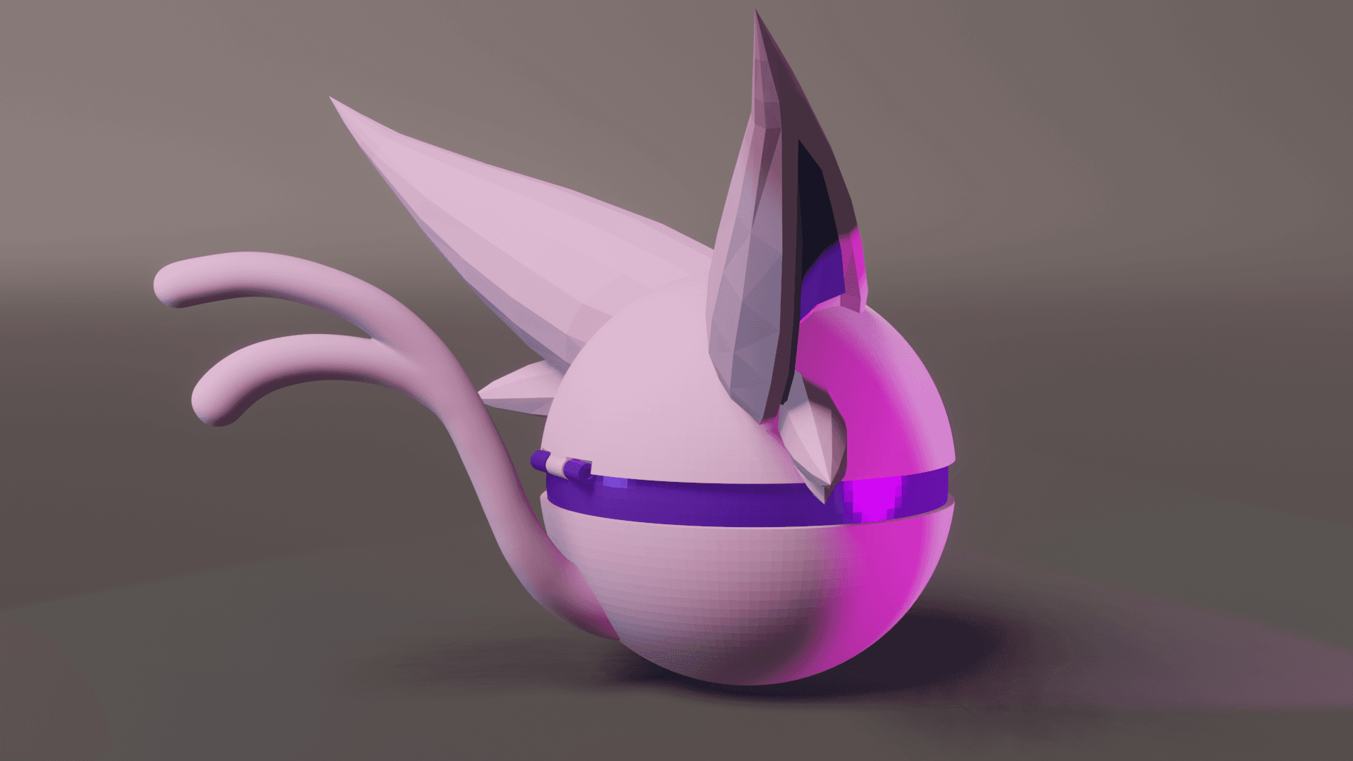 EspeBall Espeon Themed Opening Pokeball - Fan Art 3d model