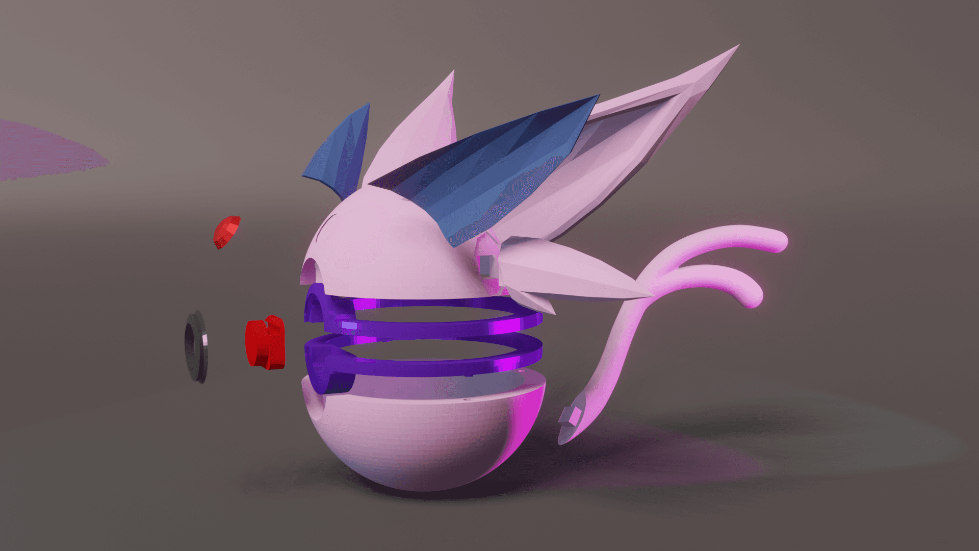 EspeBall Espeon Themed Opening Pokeball - Fan Art 3d model