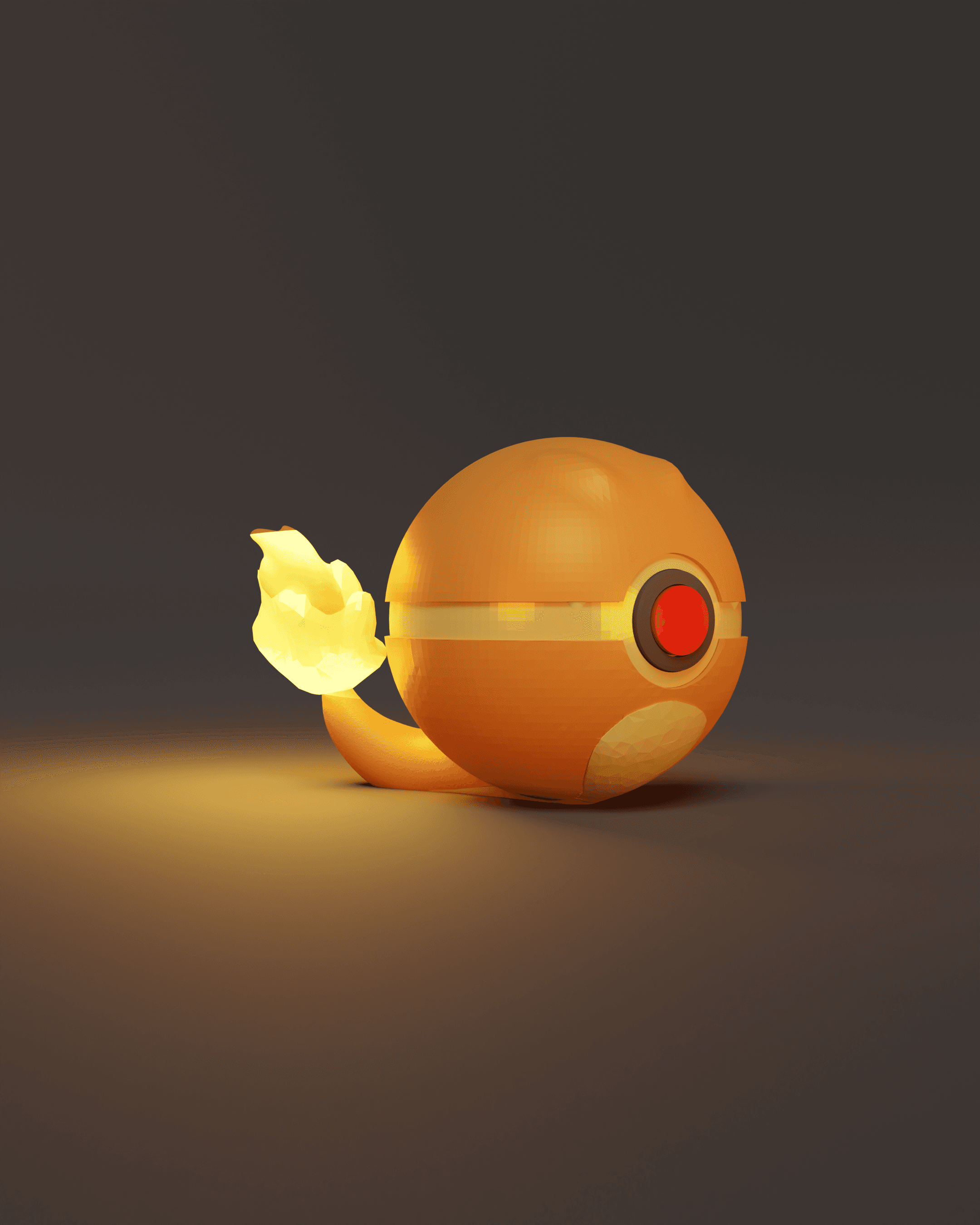 CharmaBall Charmander Themed Opening Pokeball - Fan Art 3d model