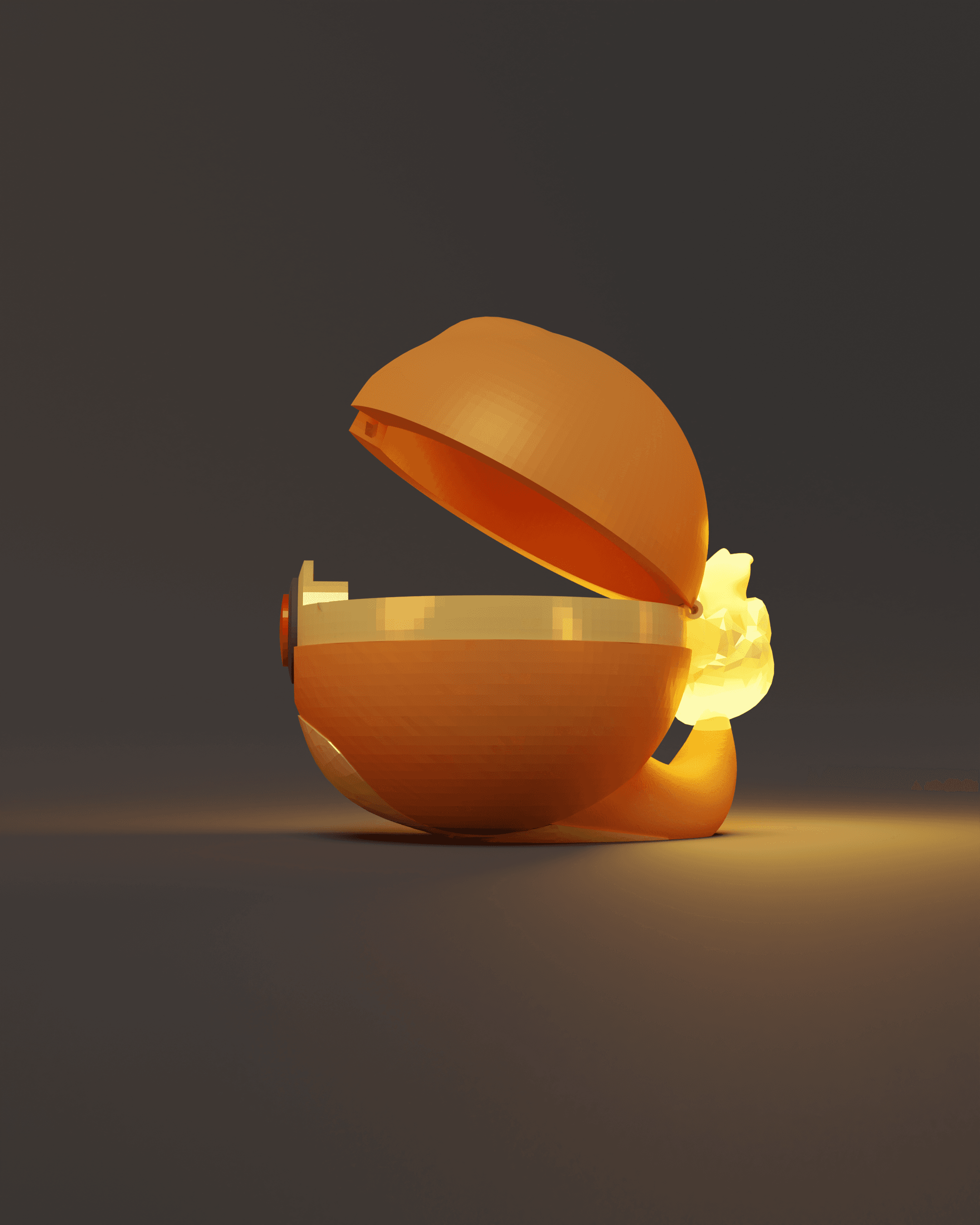 CharmaBall Charmander Themed Opening Pokeball - Fan Art 3d model