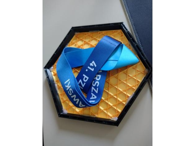 2 Color Hexagonal Medal Holder Hanger Frame 3d model