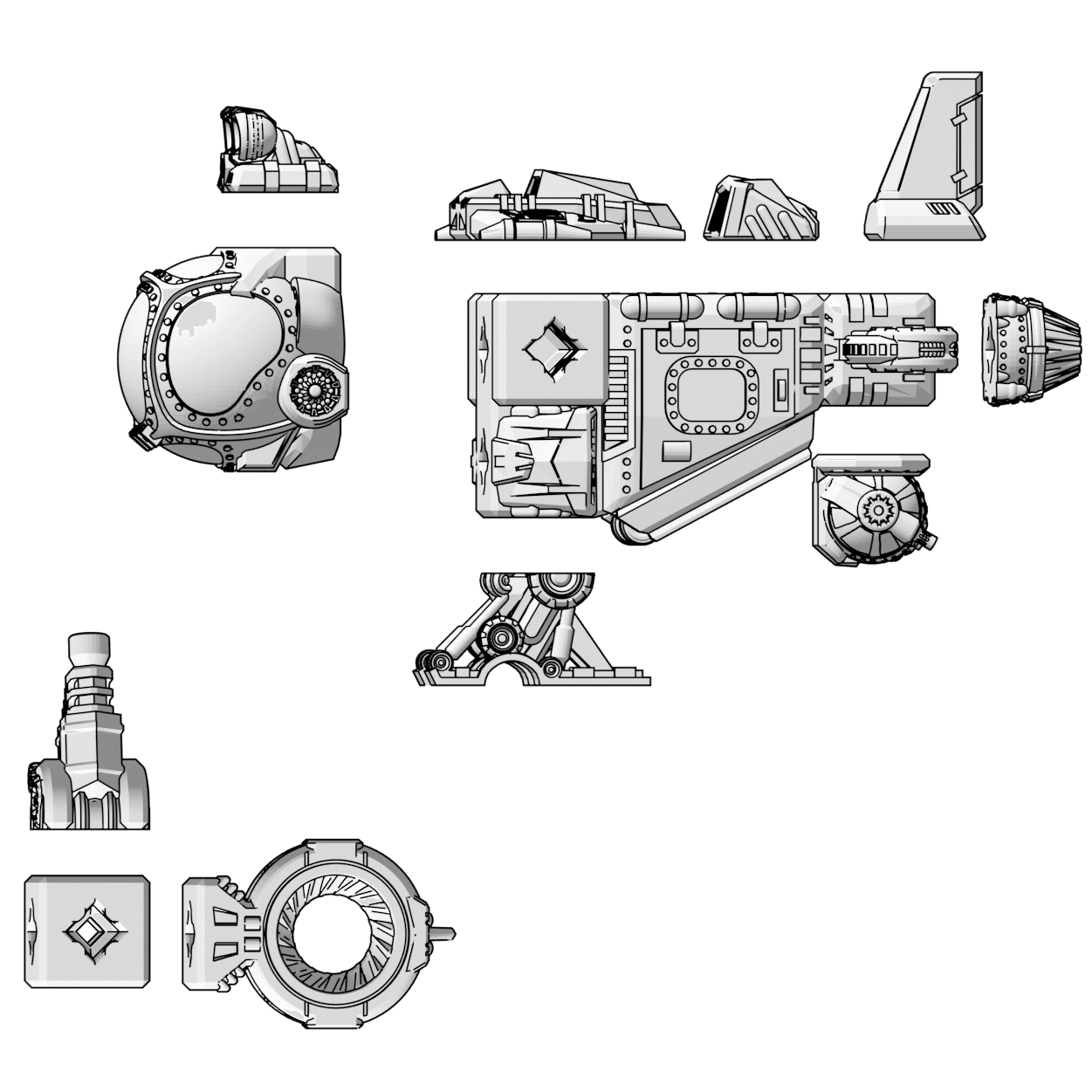 PrintABlok Carrier Spaceship Construction Toy 3d model