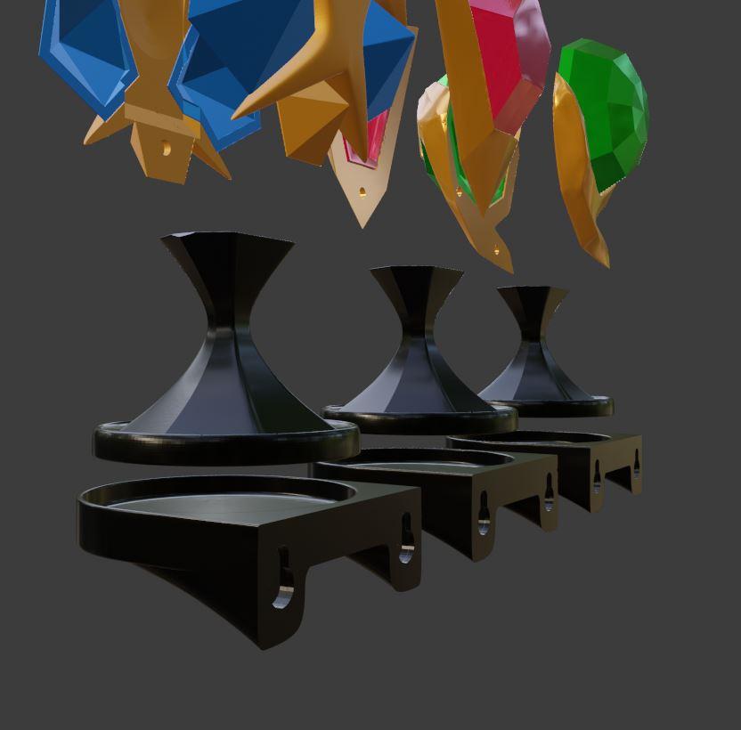 3 SPIRITUAL STONES FROM ZELDA OCARINA OF TIME: KOKIRI'S EMERALD, GORON'S RUBY, ZORA'S SAPPHIRE 3d model