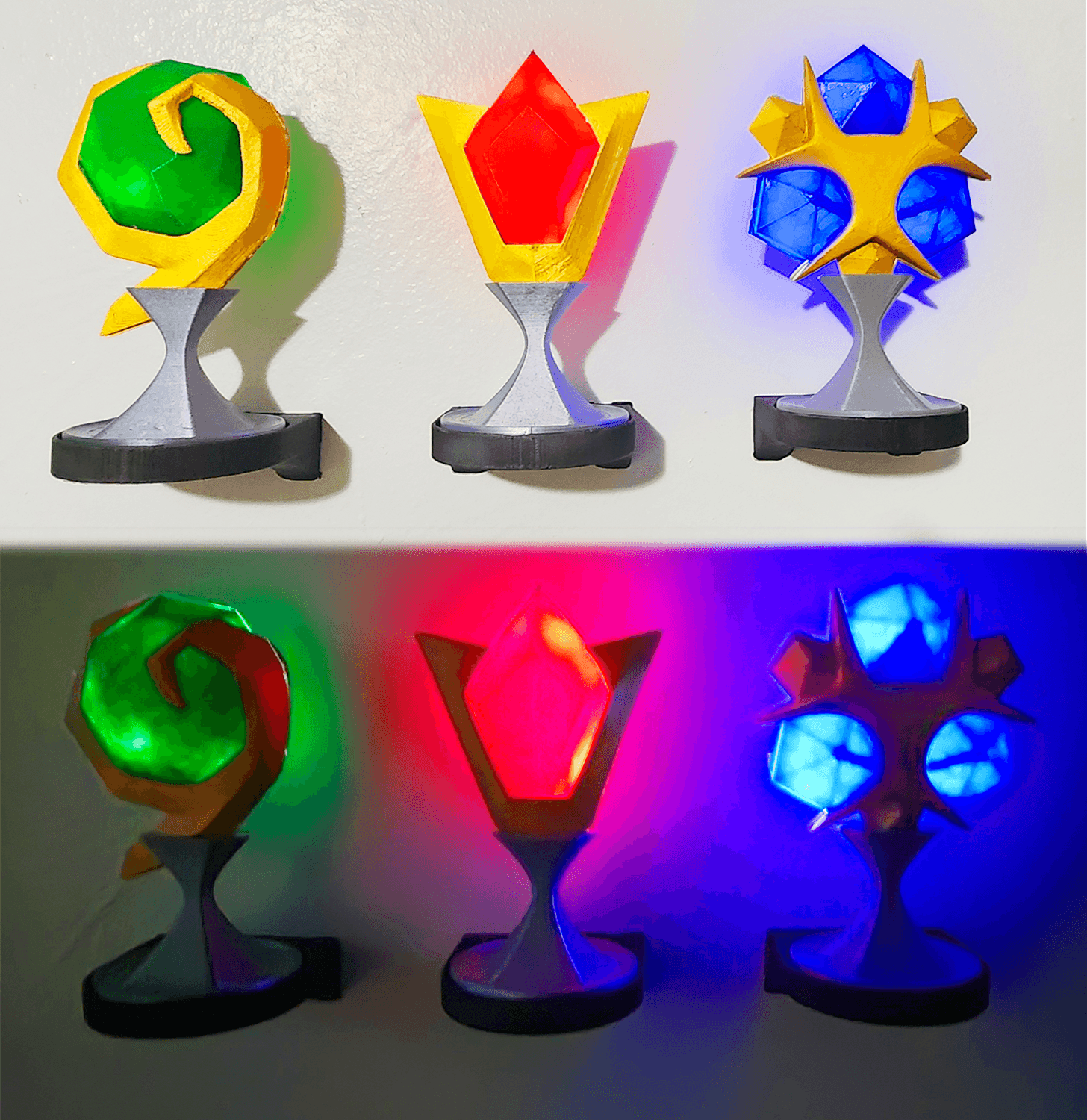 3 SPIRITUAL STONES FROM ZELDA OCARINA OF TIME: KOKIRI'S EMERALD, GORON'S RUBY, ZORA'S SAPPHIRE 3d model