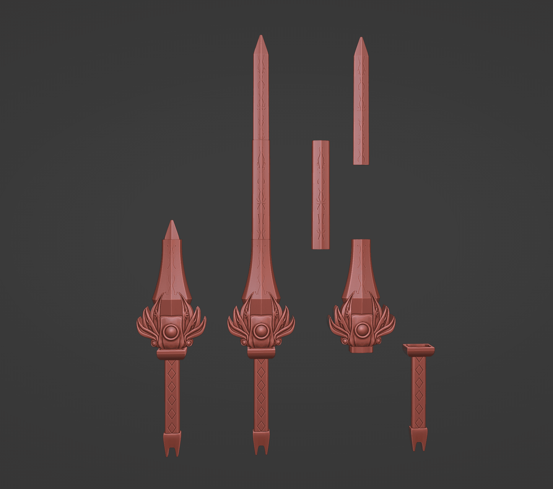 Red Ranger Collapsing Sword 3d model