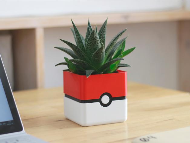 Pokemon Planter - Pokeball Minimal Planter 3d model