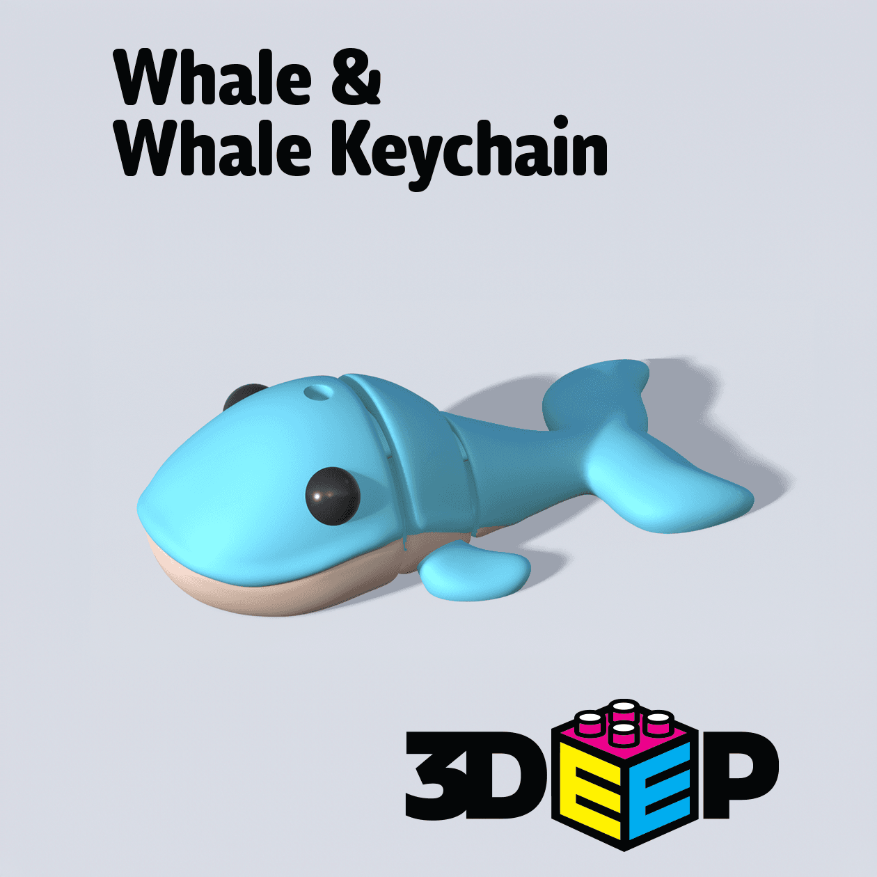 Whale& Keychain - Print in place - No Supports 3d model