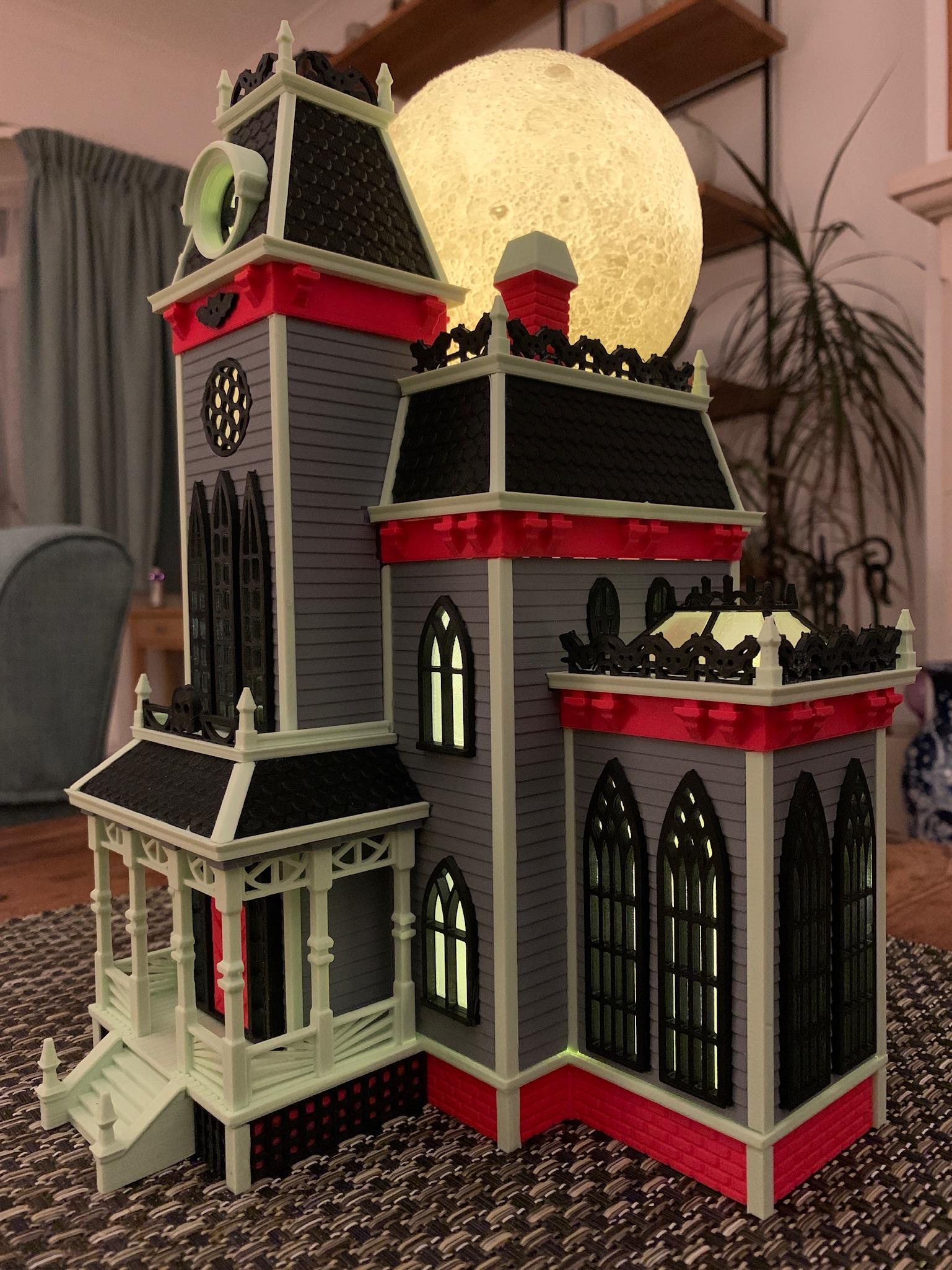 Haunted House w/ 3D Moon 3d model