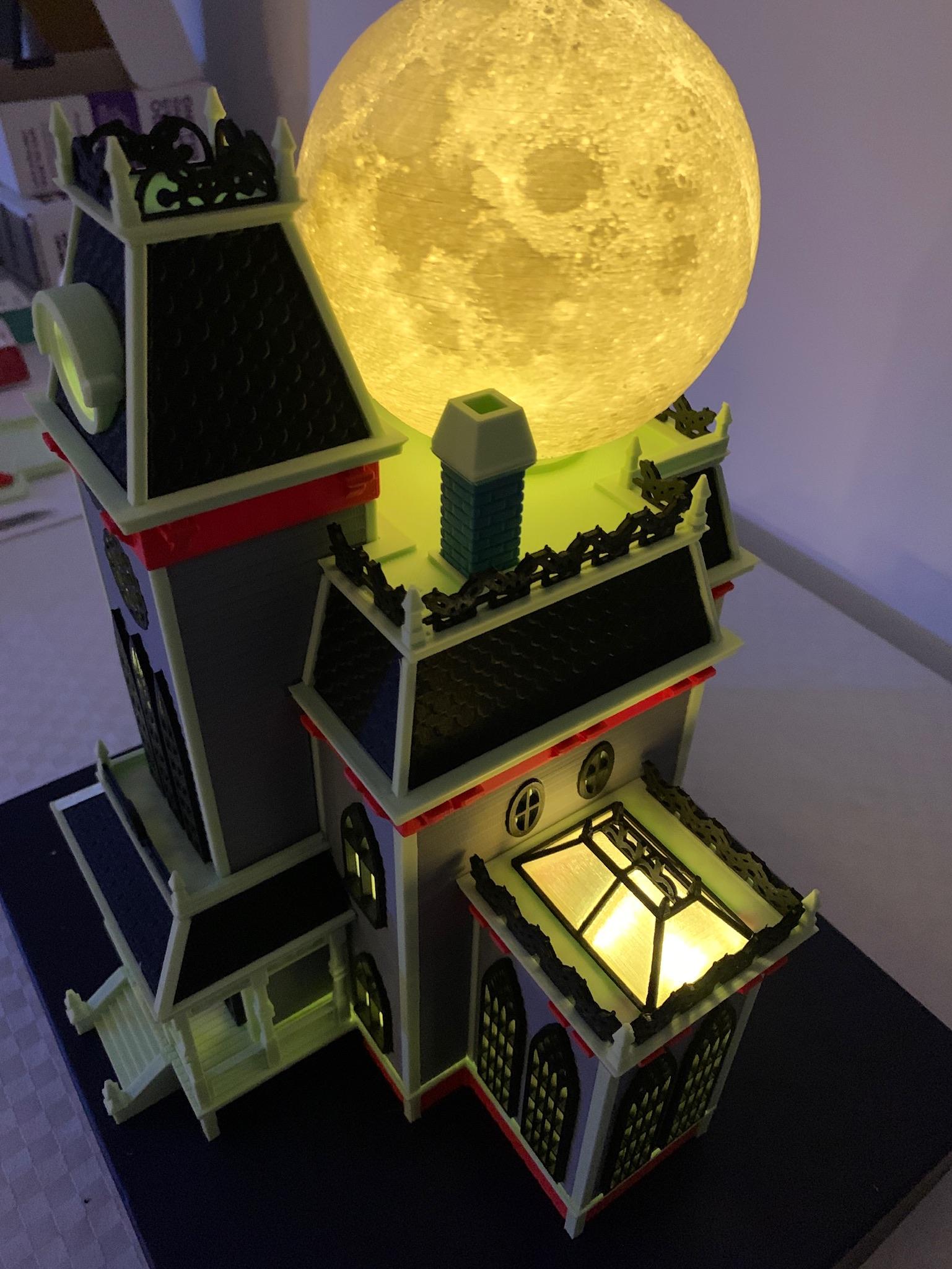 Haunted House w/ 3D Moon 3d model