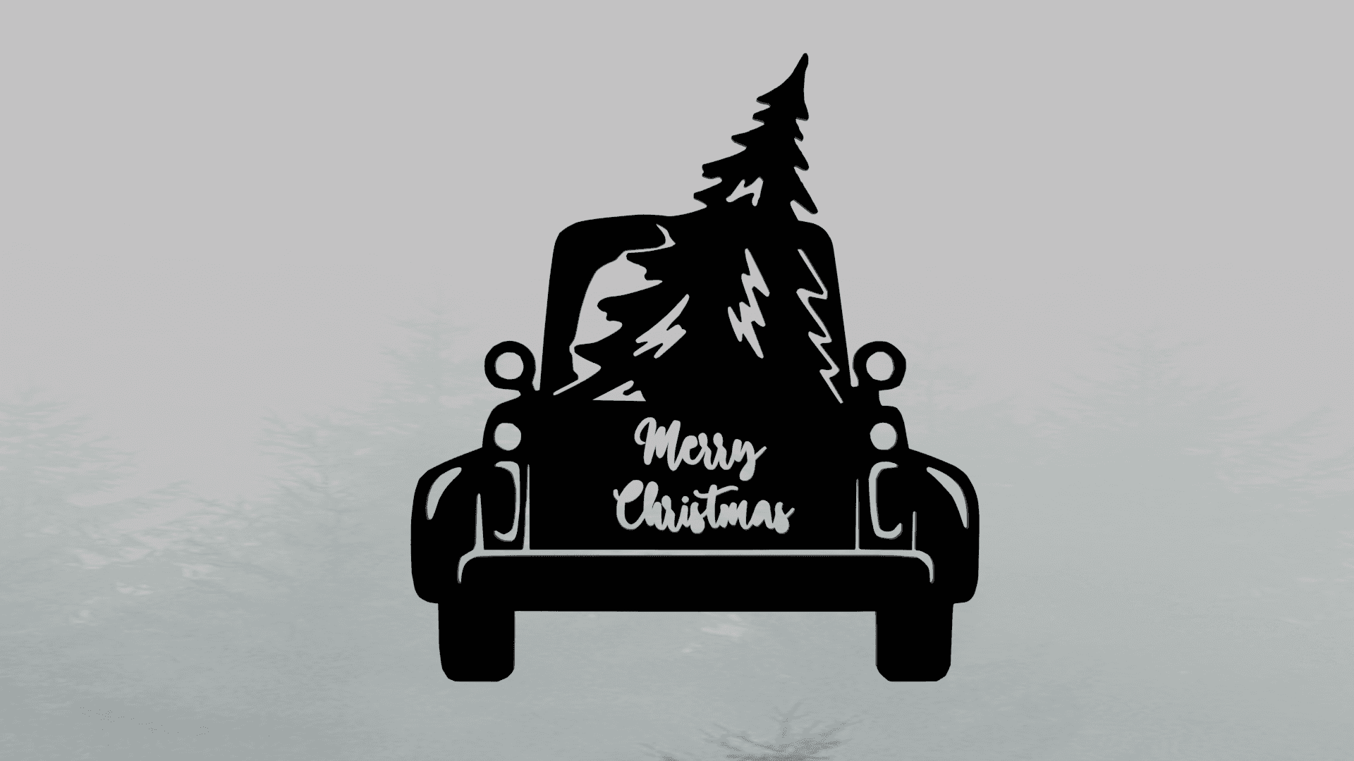 Car with Christmas tree wallart 3d model