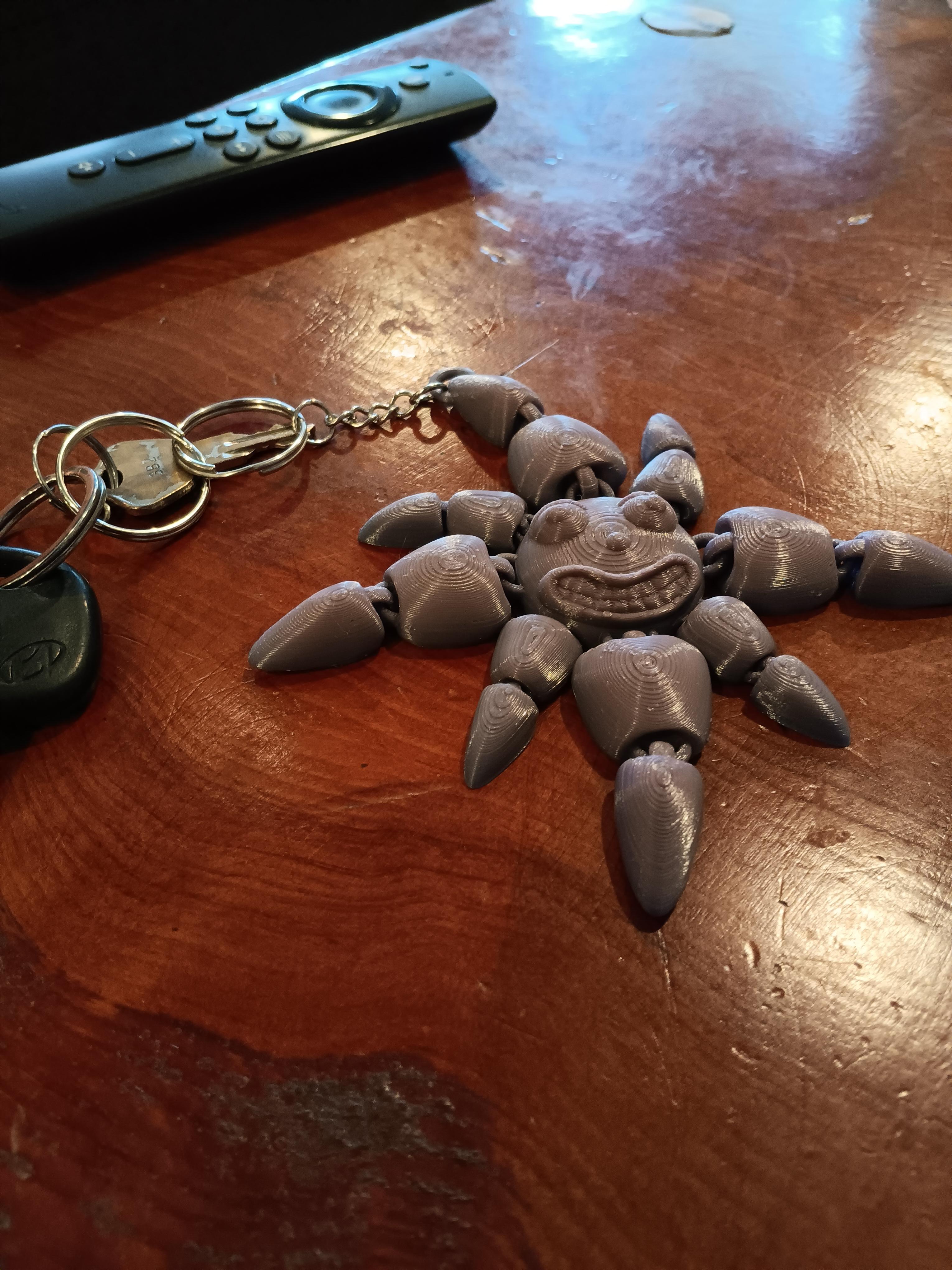 Flexi Sun Keychain - print in place - articulated - flexi fidget toy 3d model