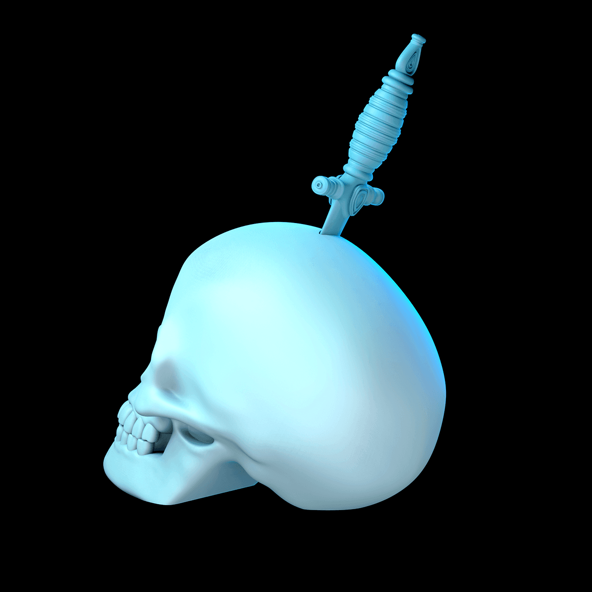 Skull with Knife 3d model