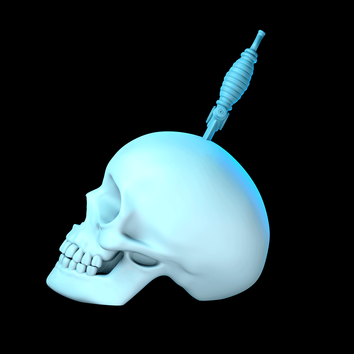 Skull with Knife 3d model