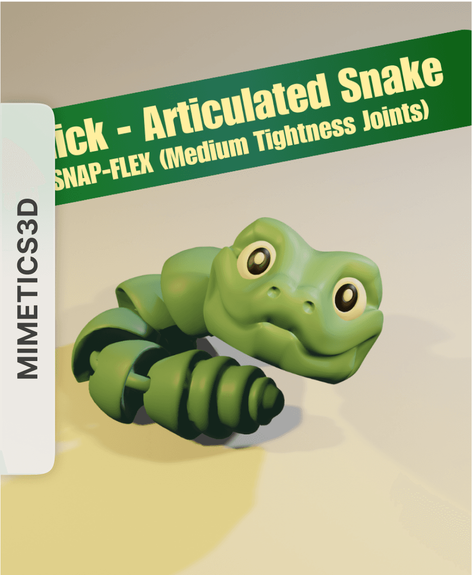 Slick - Articulated Snake Snap-Flex Fidget by Mimetics3D 3d model