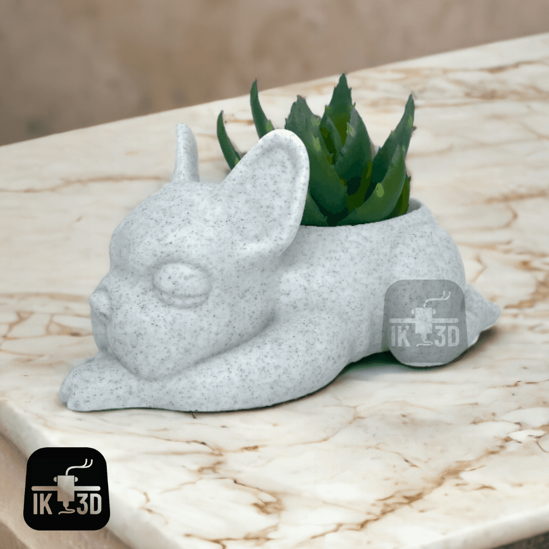 Sleepy French Bulldog Succulent Planter / No Supports 3d model