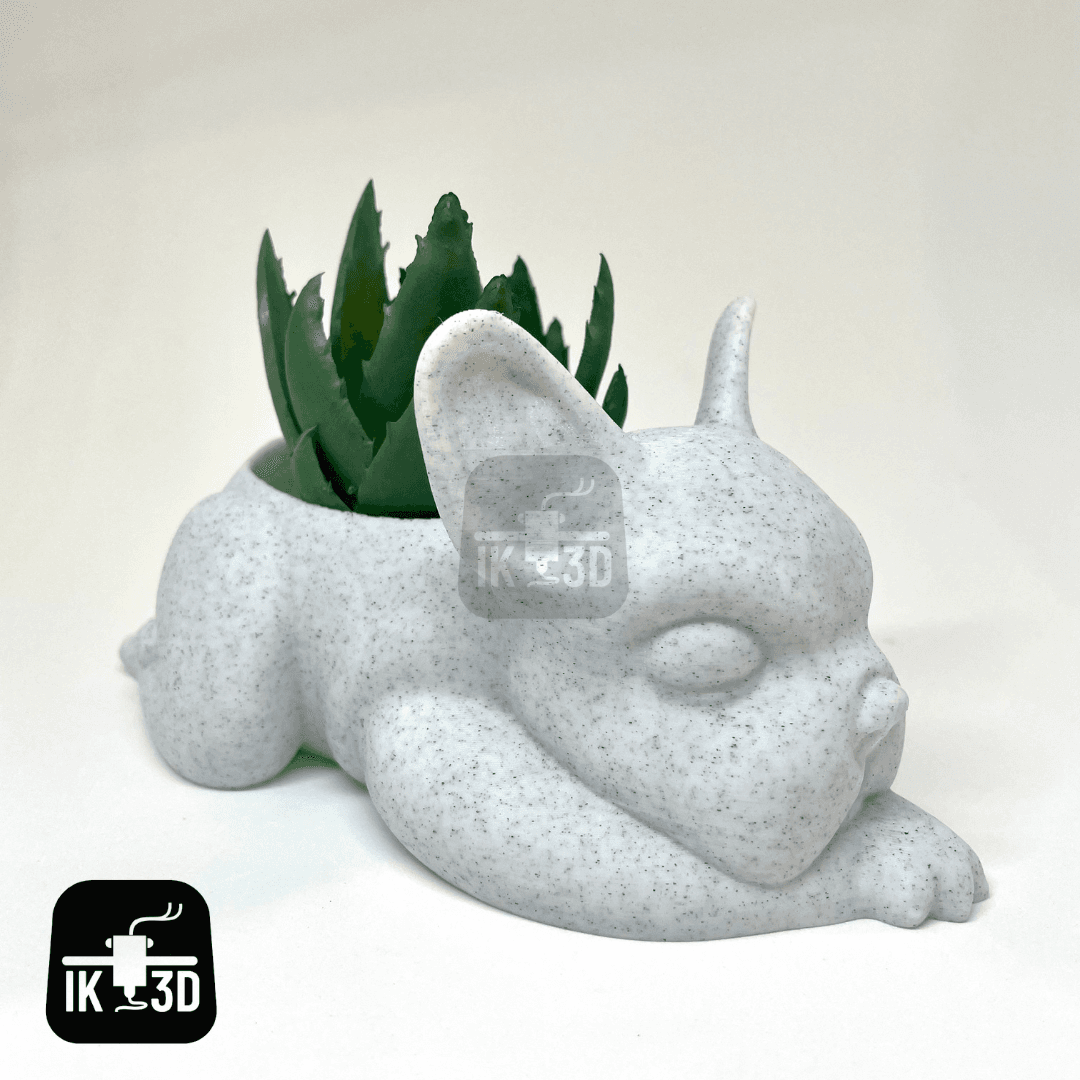 Sleepy French Bulldog Succulent Planter / No Supports 3d model