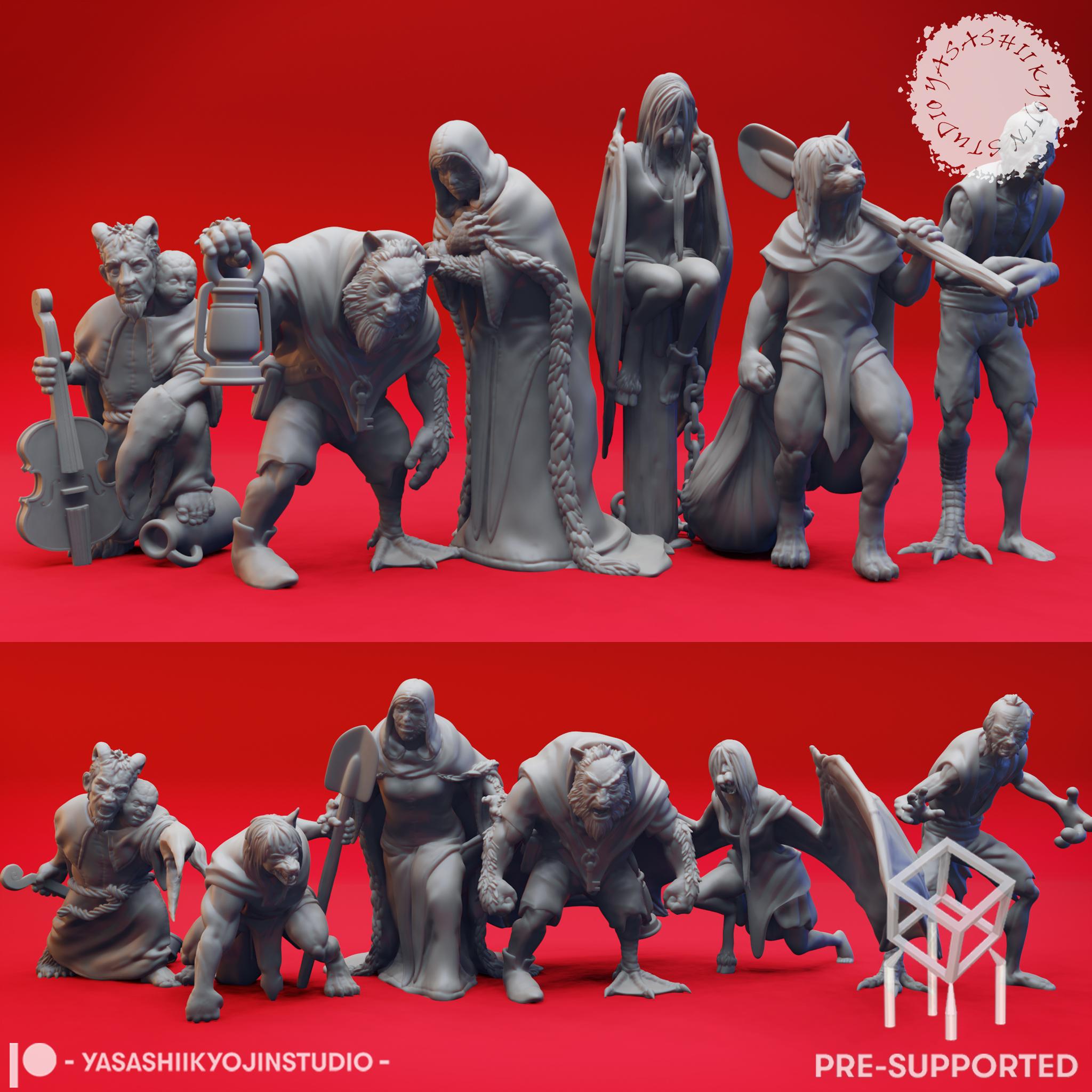 The Belviews - Mongrelfolk - Tabletop Miniatures (Pre-Supported) 3d model