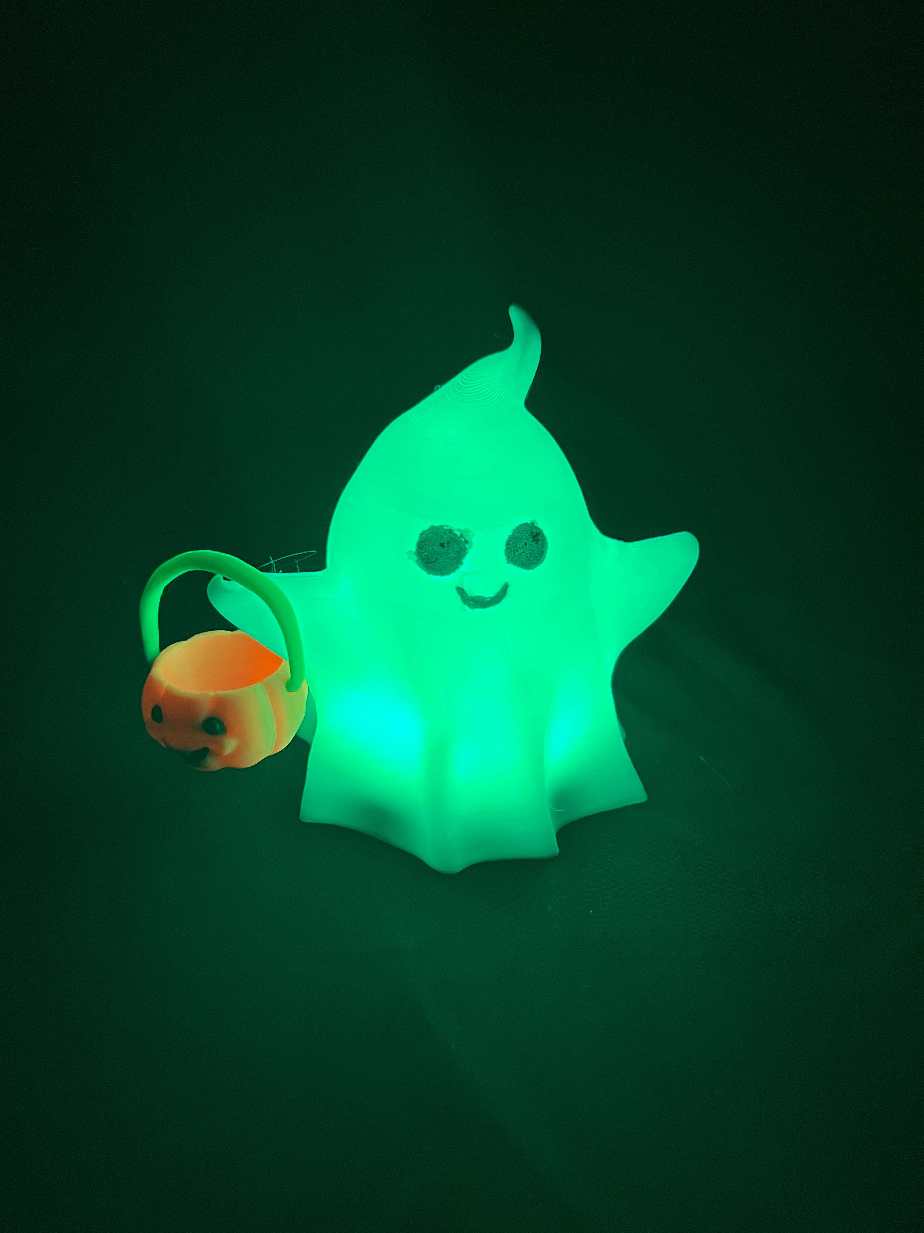 Halloween Ghost Holding a Pumpkin Basket 3d model