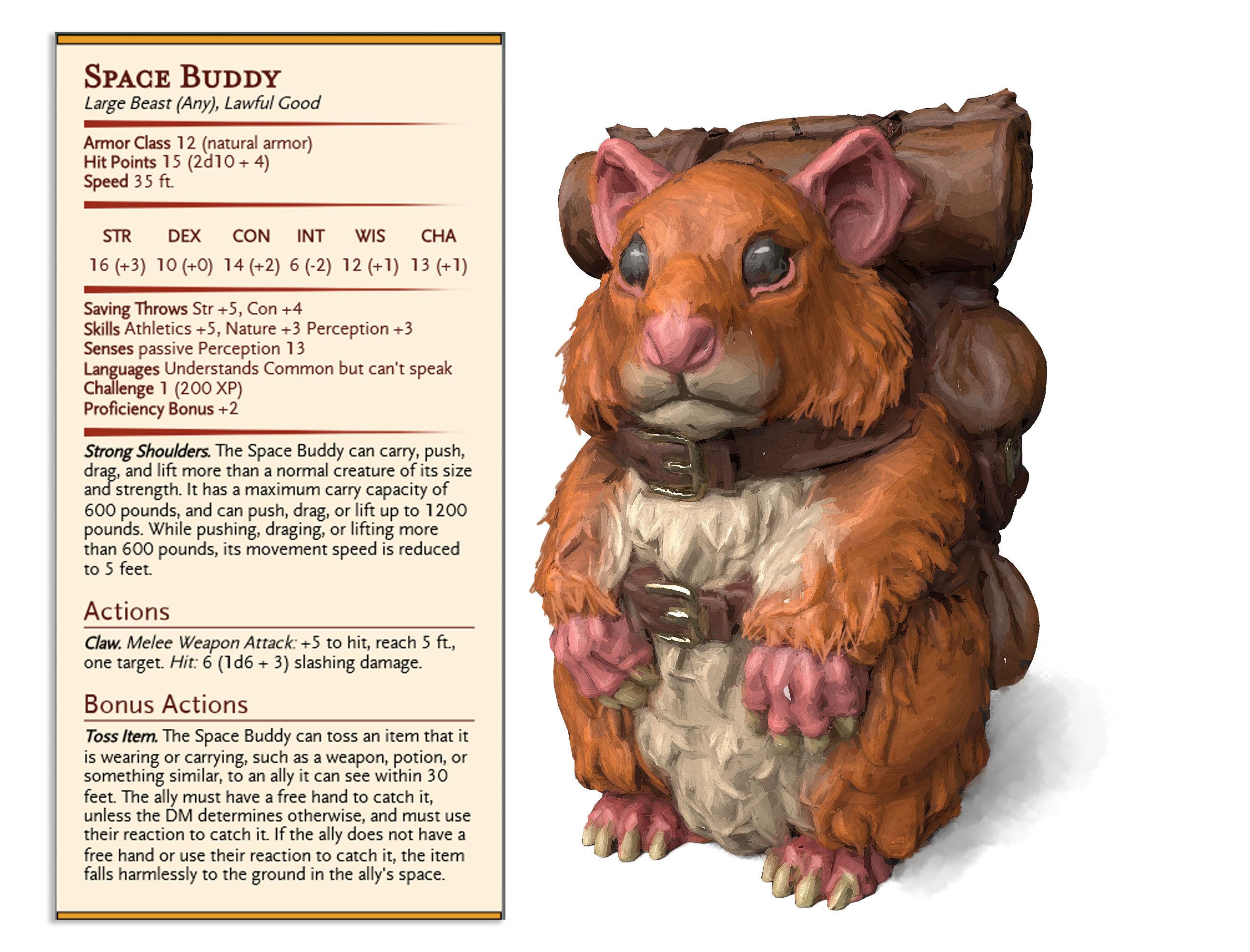 Space Hamster - Weird Shores - PRESUPPORTED - Illustrated and Stats - 32mm scale			 3d model