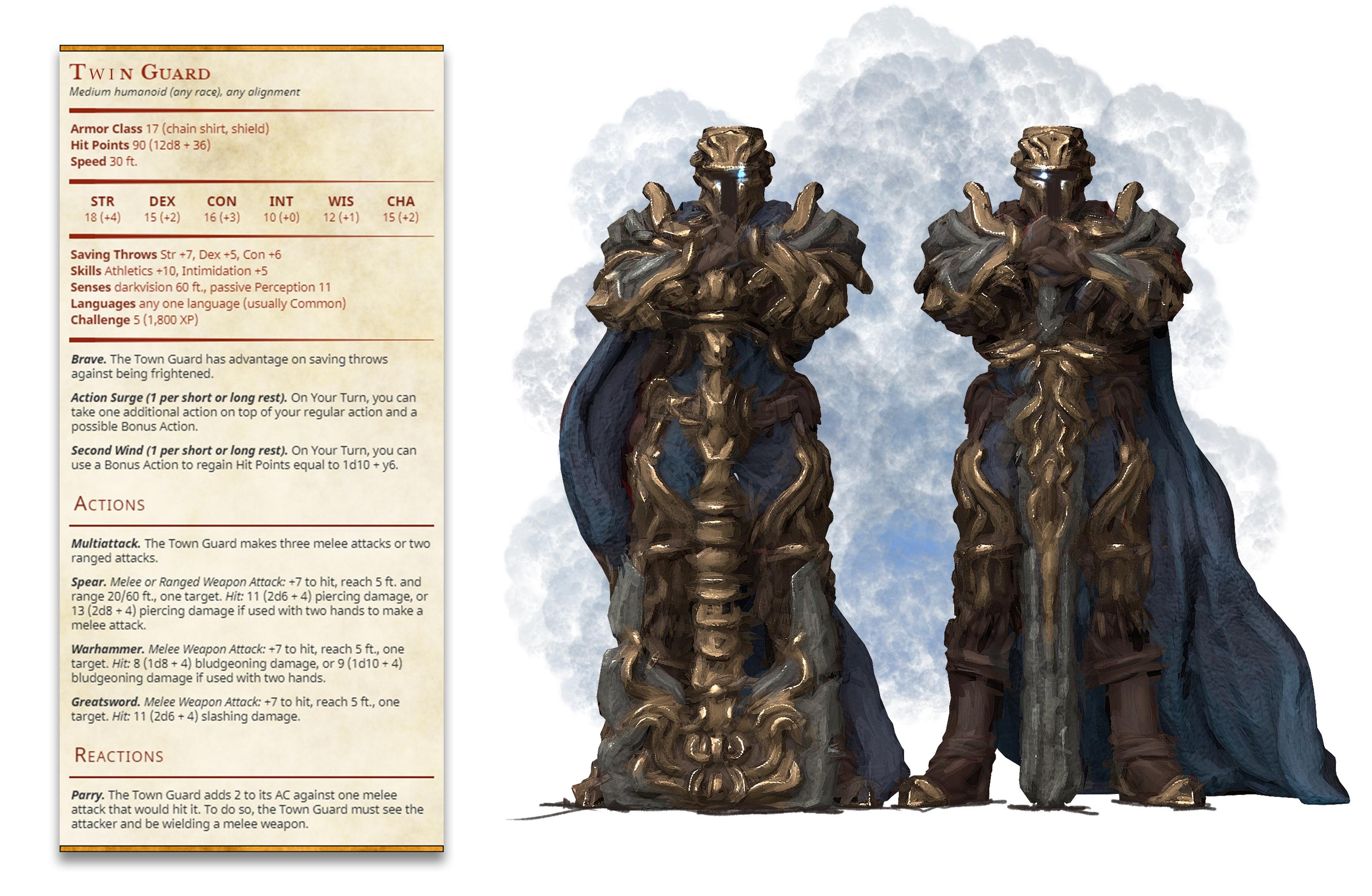 Twin Guard - The Mists of Change - PRESUPPORTED - Illustrated and Stats - 32mm scale			 3d model