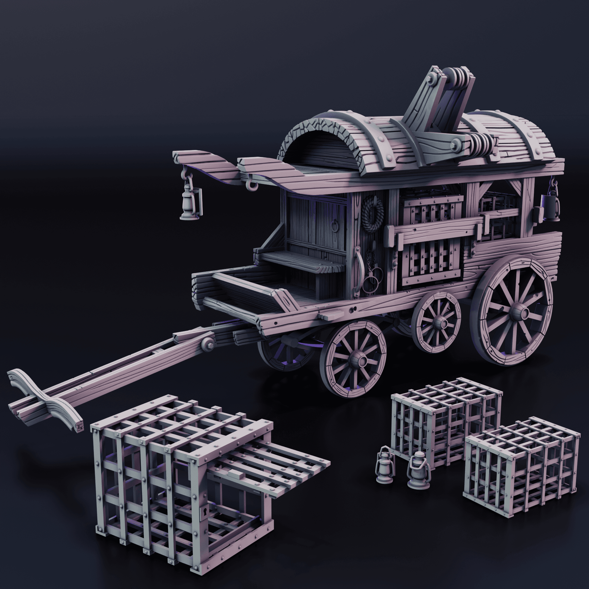 Hunters Wagon | TTRPG Trapper Expedition 3d model