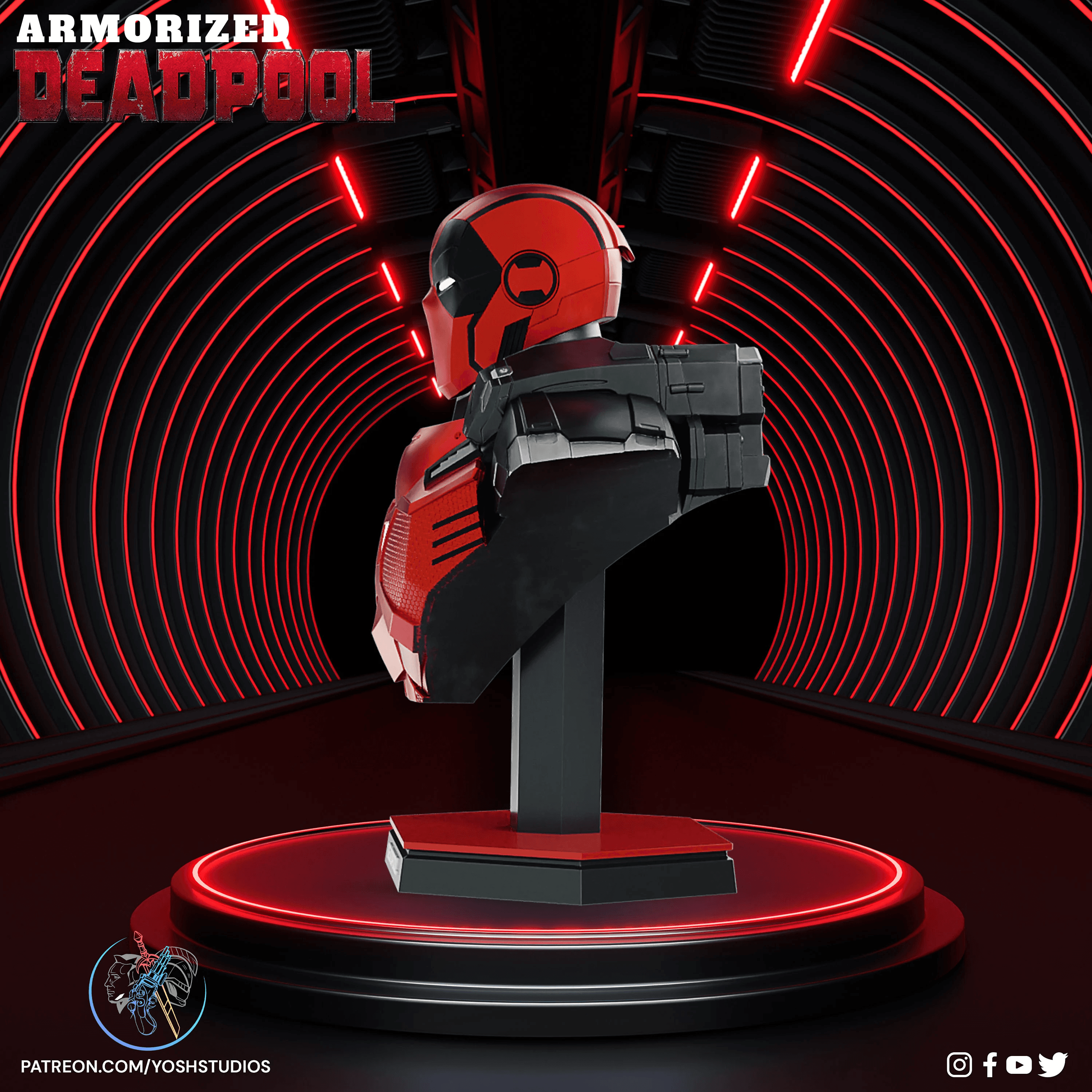 Armorized Deadpool Bust 3d Print File STL 3d model