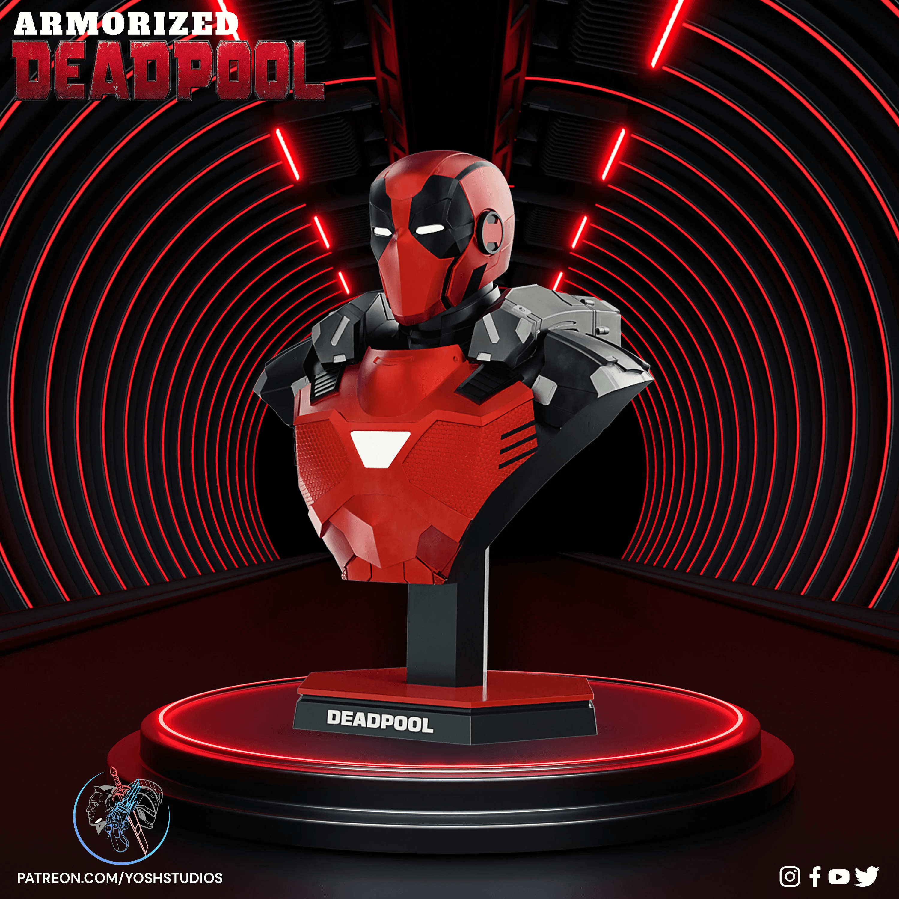 Armorized Deadpool Bust 3d Print File STL 3d model