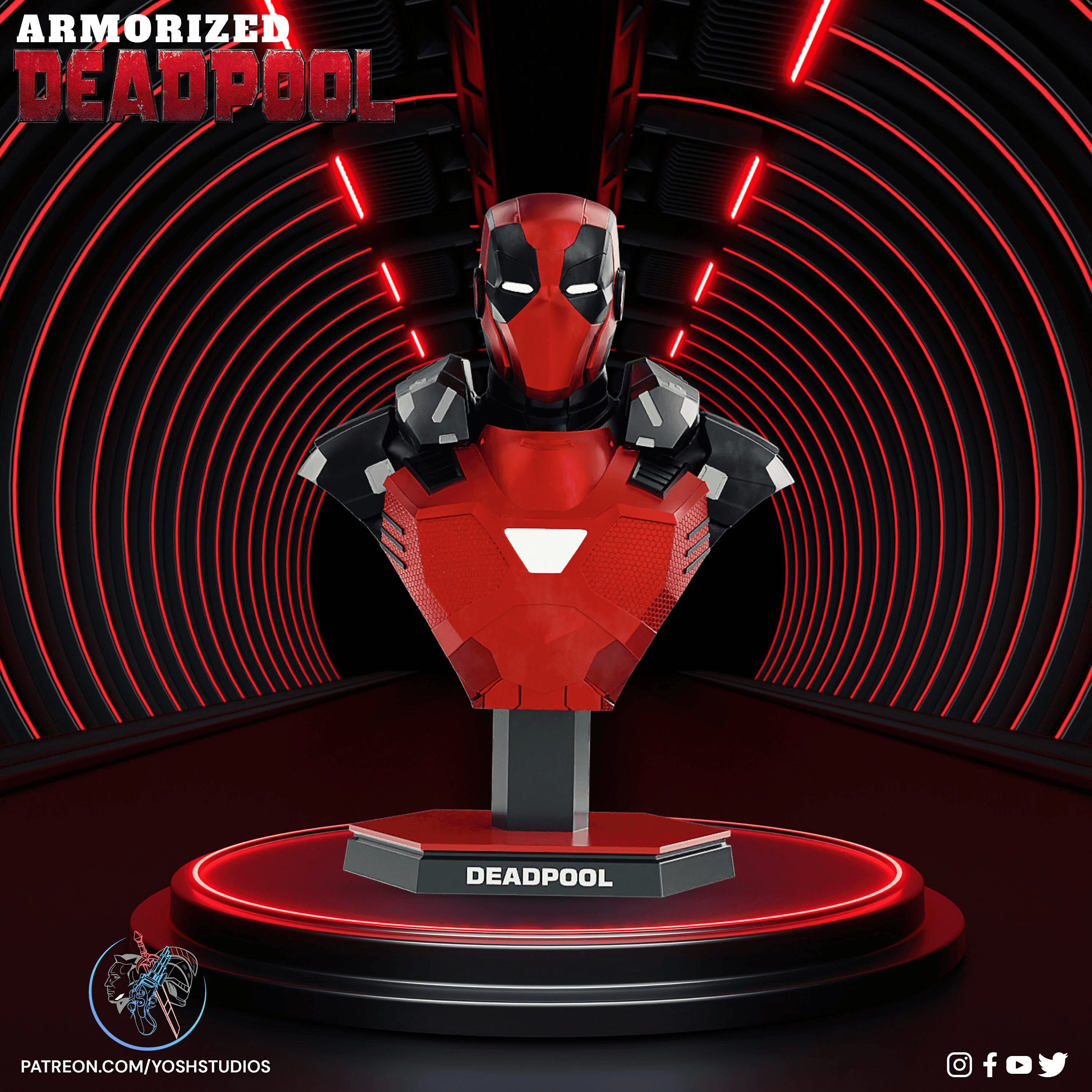 Armorized Deadpool Bust 3d Print File STL 3d model