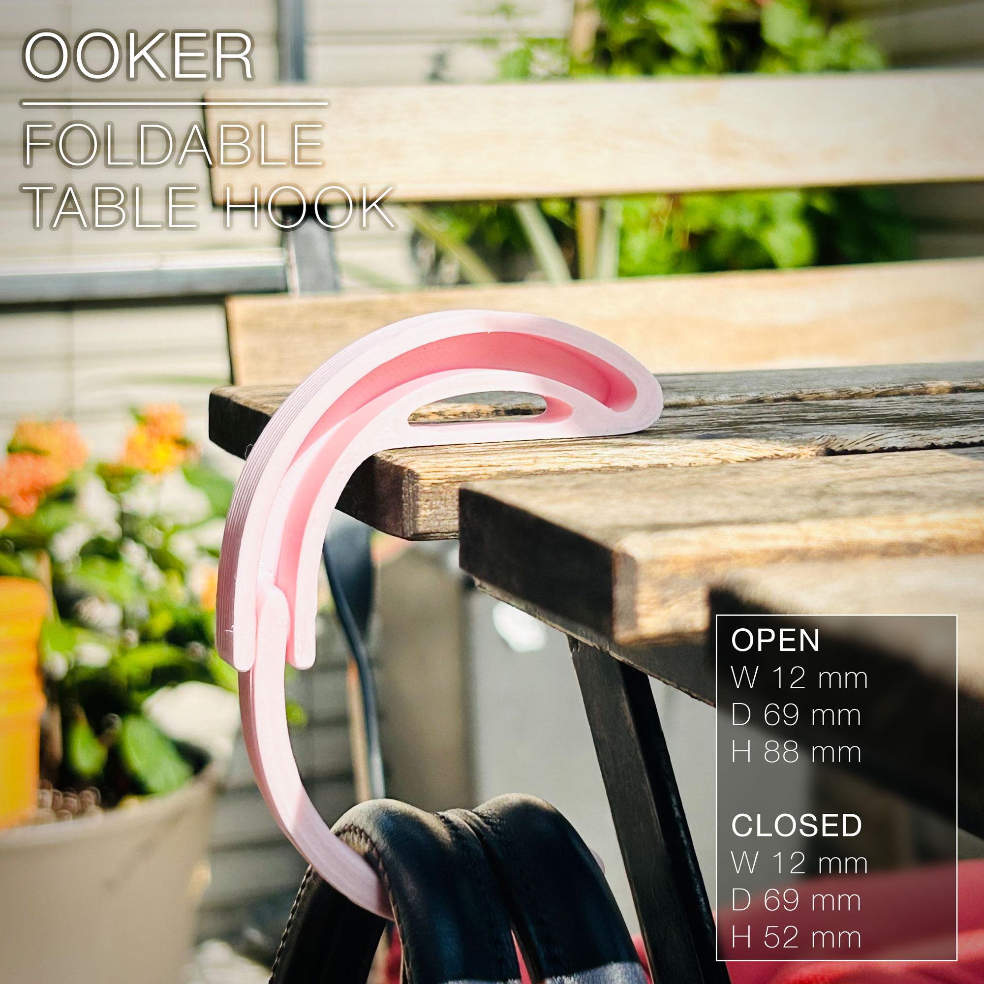 OOKER  |  foldable table hook, print-in-place 3d model