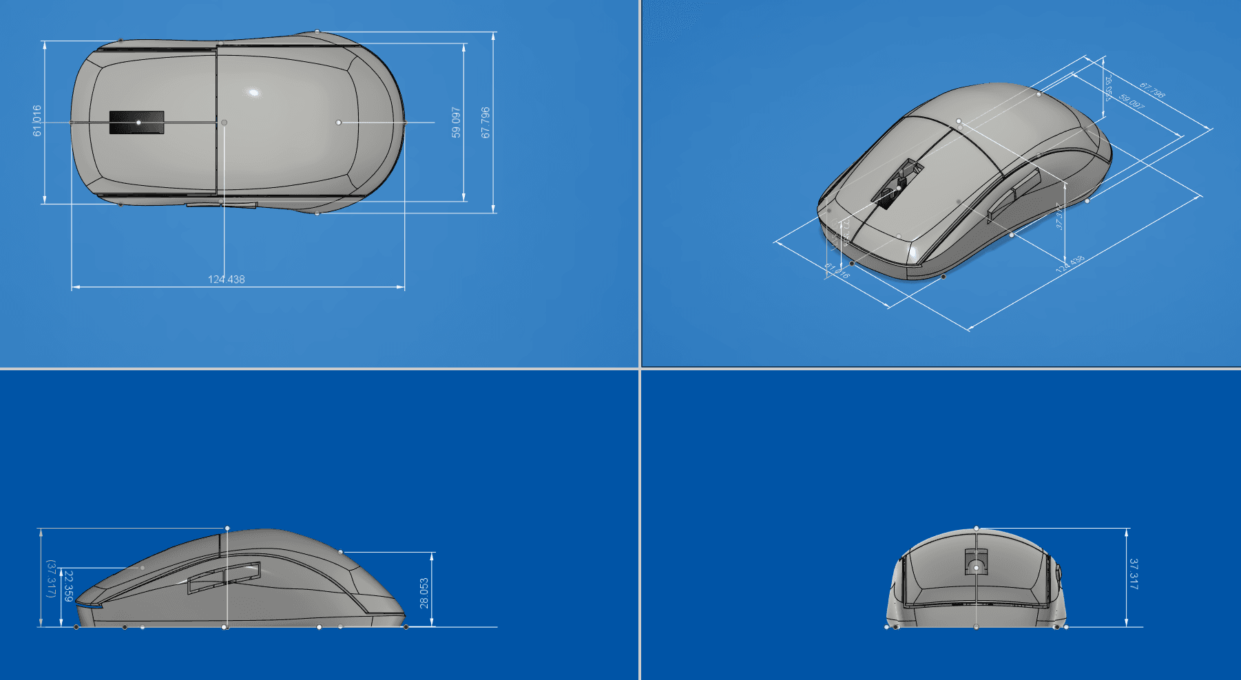 ZS-A1, 3D Printed Symmetric Wireless Mouse for Logitech G305 3d model