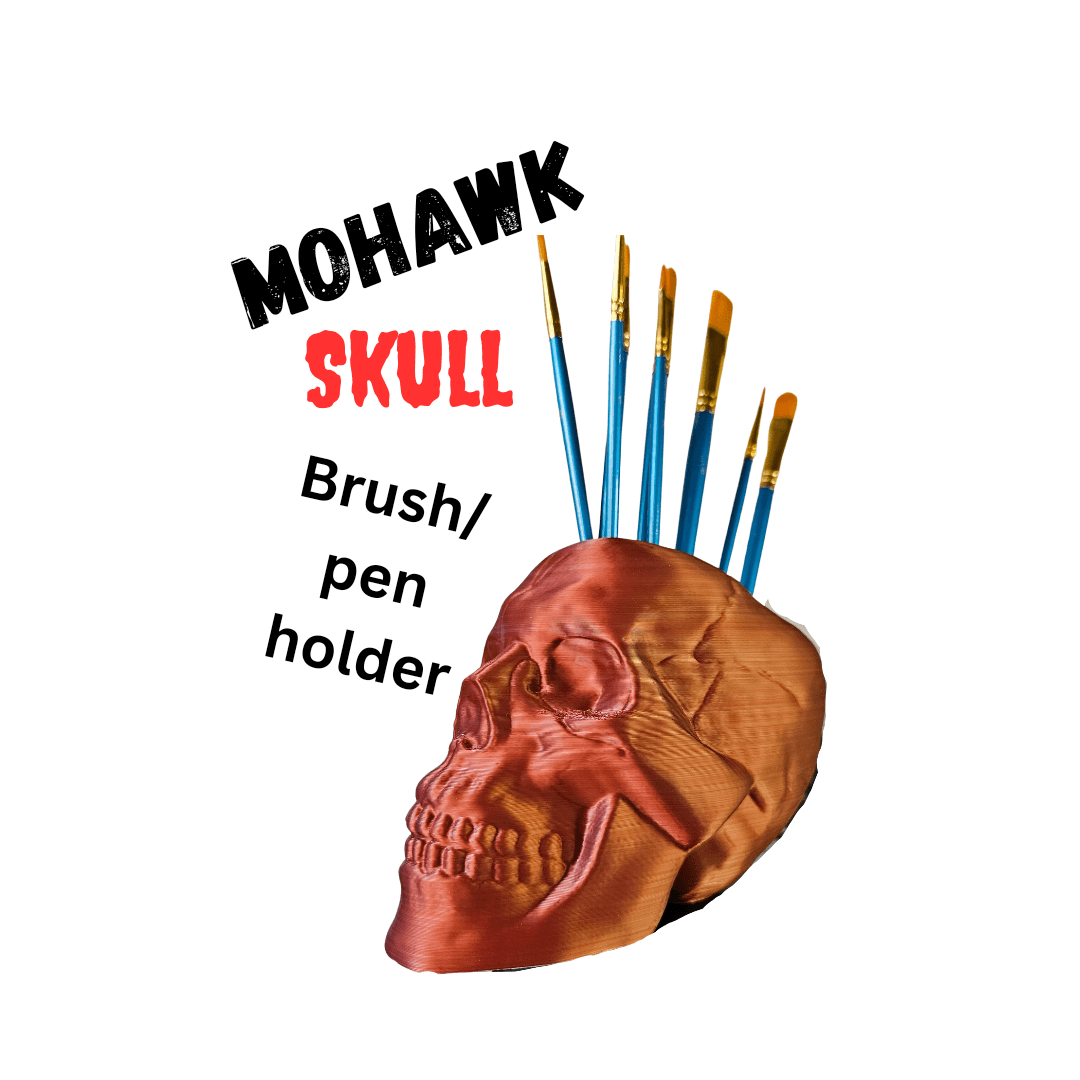 Mohawk Skull Brush Holder 3d model