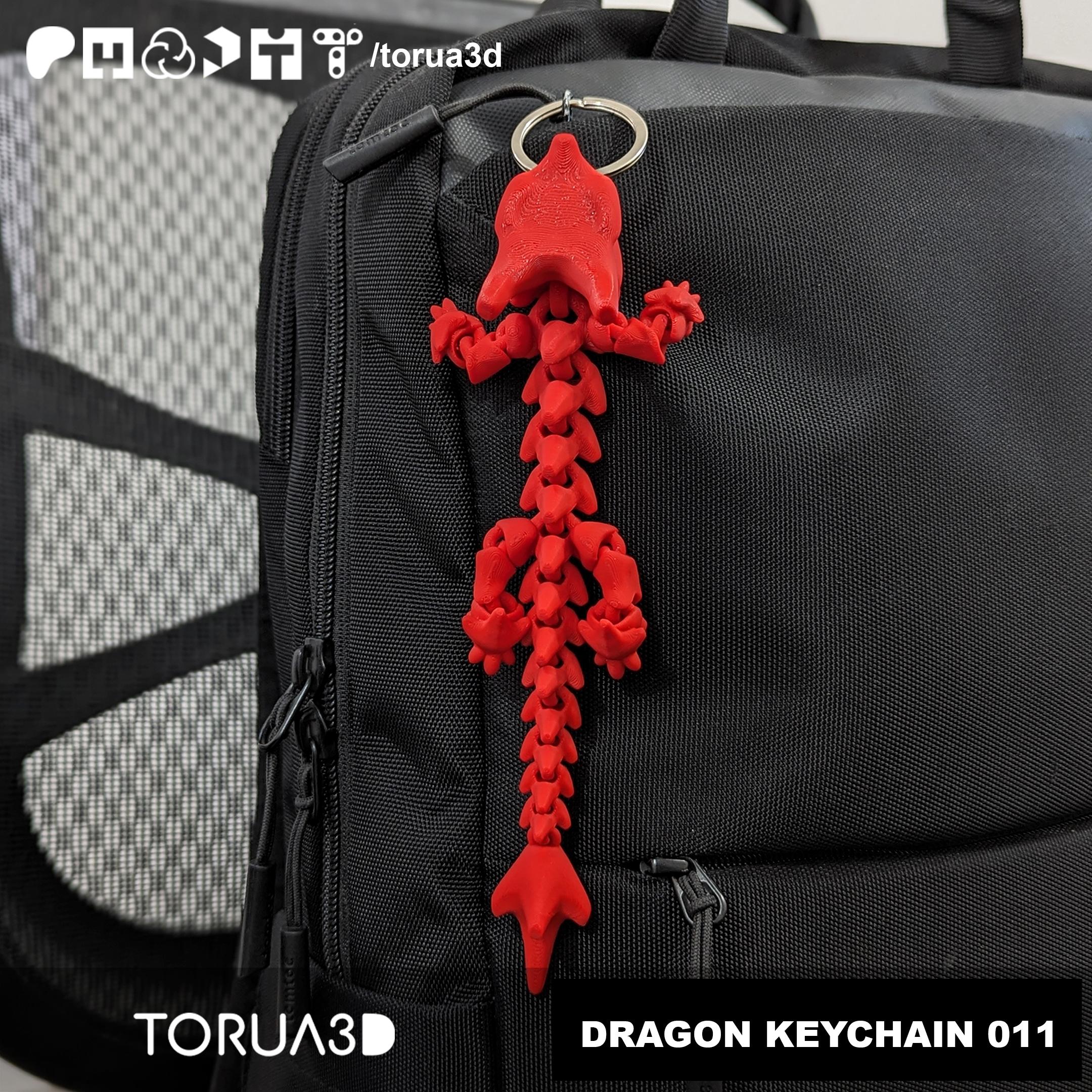 Articulated Dragon Keychain 011 - Print in place - No supports 3d model