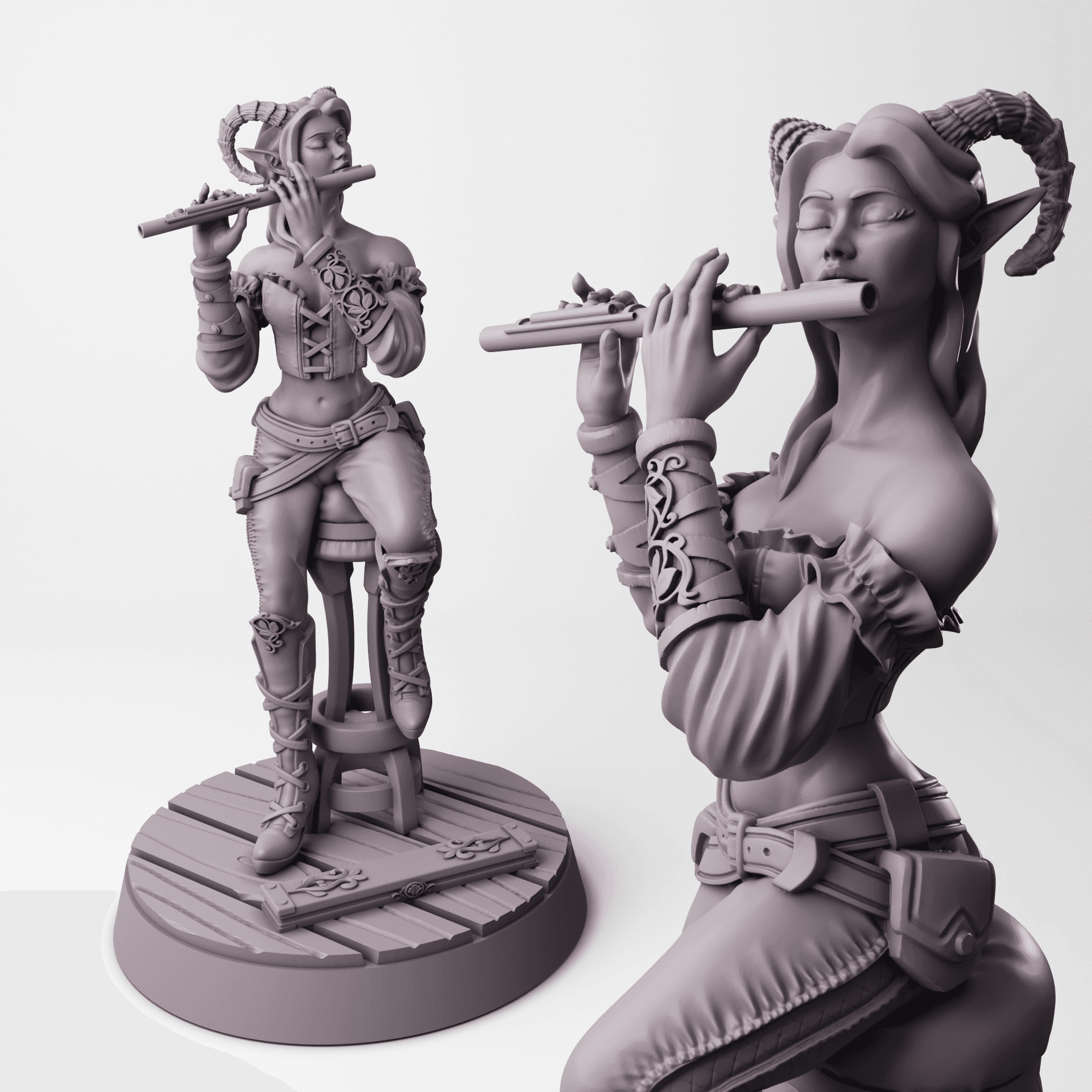 Tiefling Bard - Hellspawn Tabletop RPG Mini 3d model