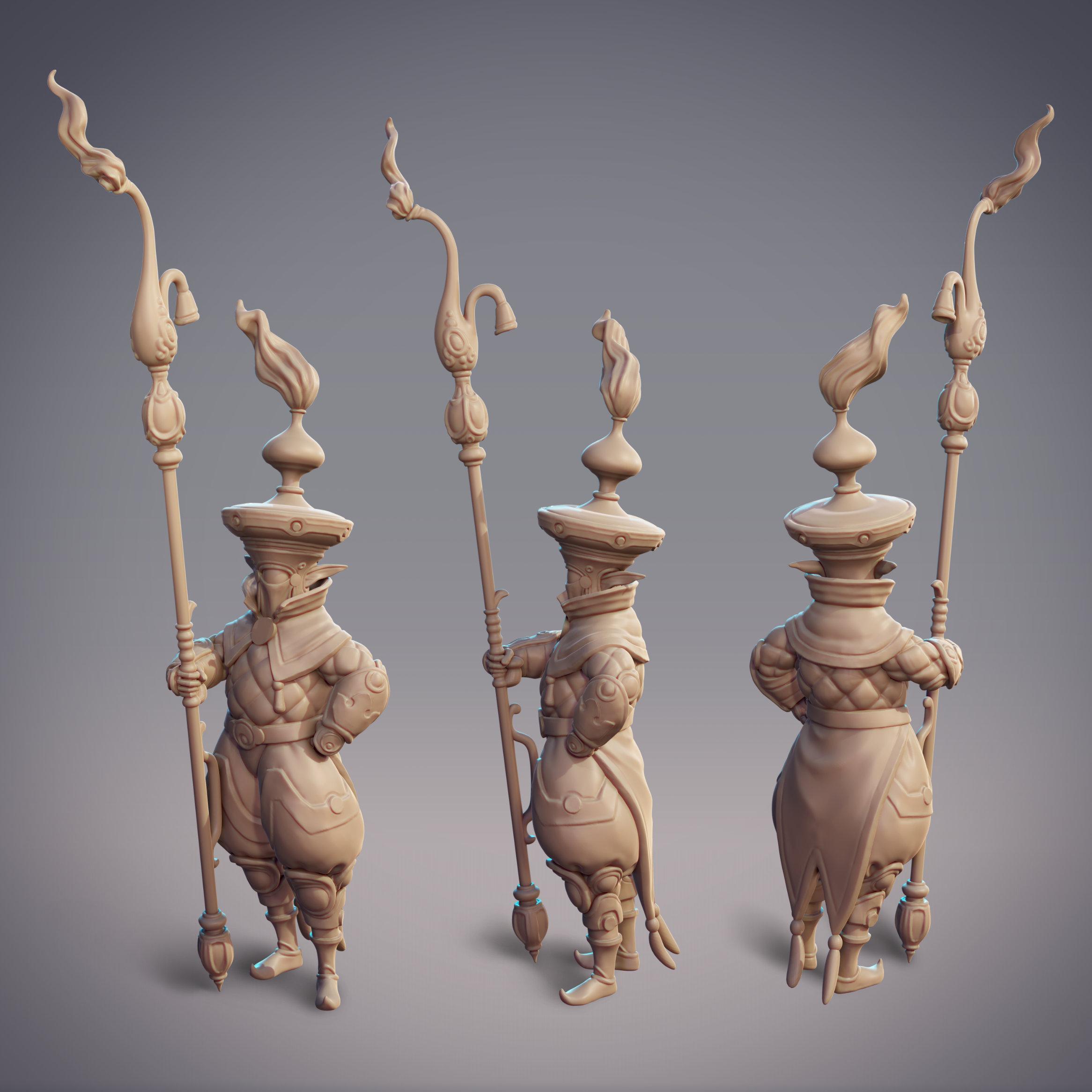 Flame Sentry - Lamplighter Shishtar Guildsperson (Pre-Supported) 3d model