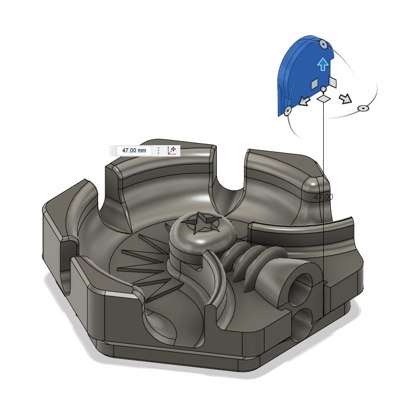 Hextraction - Shrink Ray (5mm Ball Storage) - Back view of the tile with the cover removed, showing where the balls are stored and the other hole where a magnet can be placed to keep the storage cover secure. - 3d model