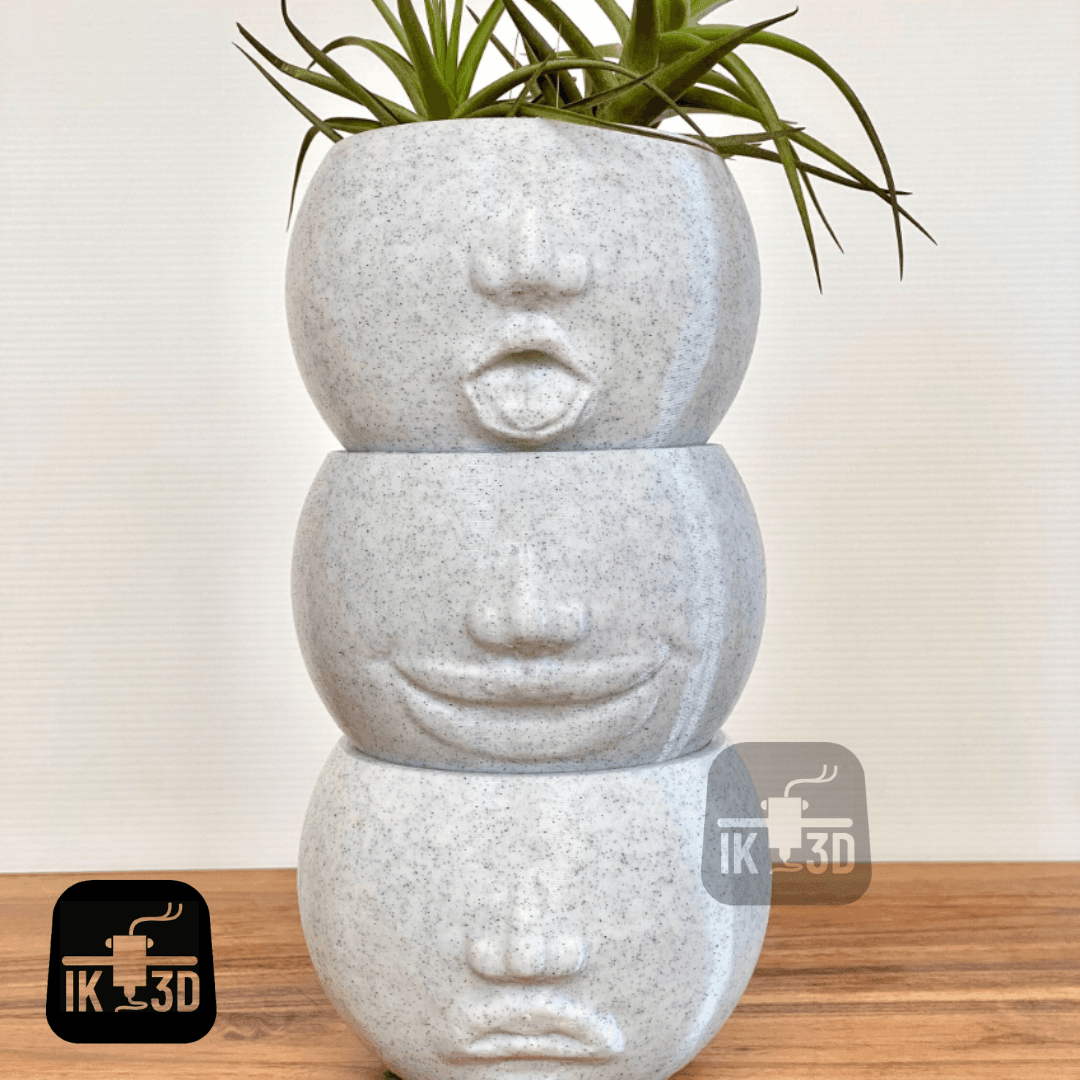 Funny Facial Expression Planters Set of 4 / Candle Holders / Containers 3d model