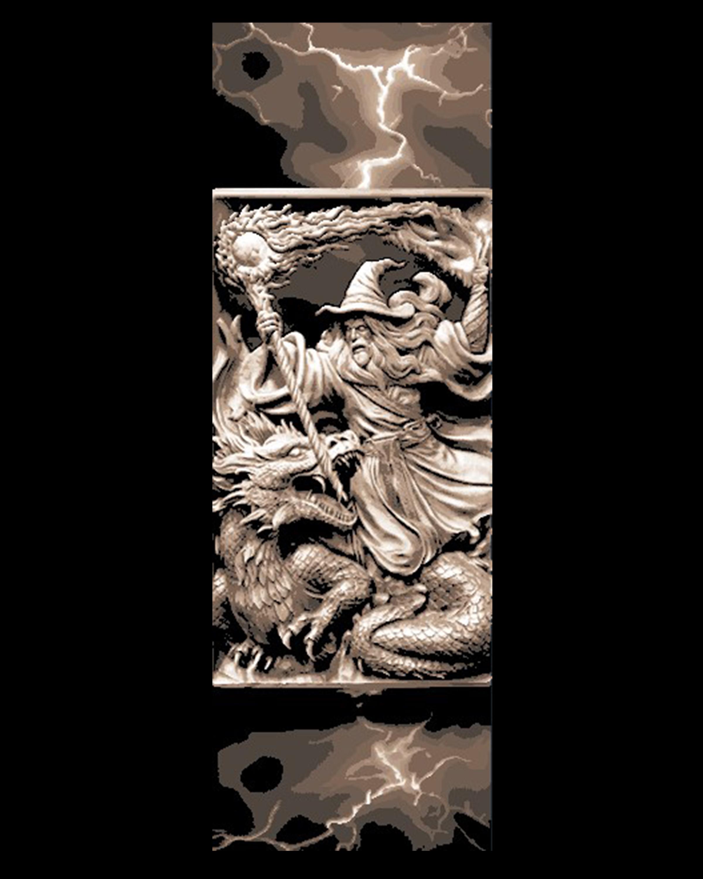 Continuation of the Carved historical depictions of Wizard vs Dragon - Set of Bookmarks 3d model