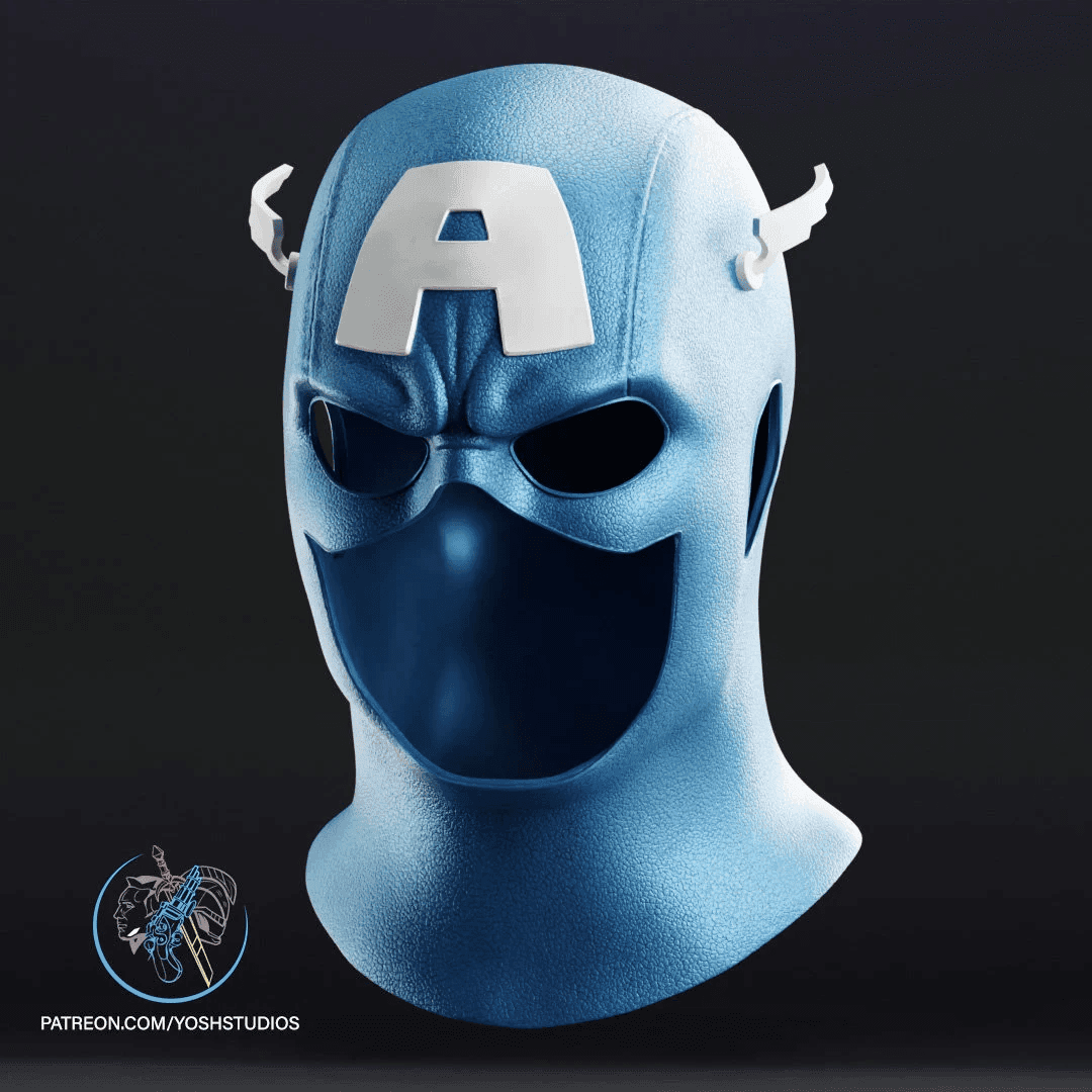 Captain America Comic Book Mask 3d Print File STL 3d model