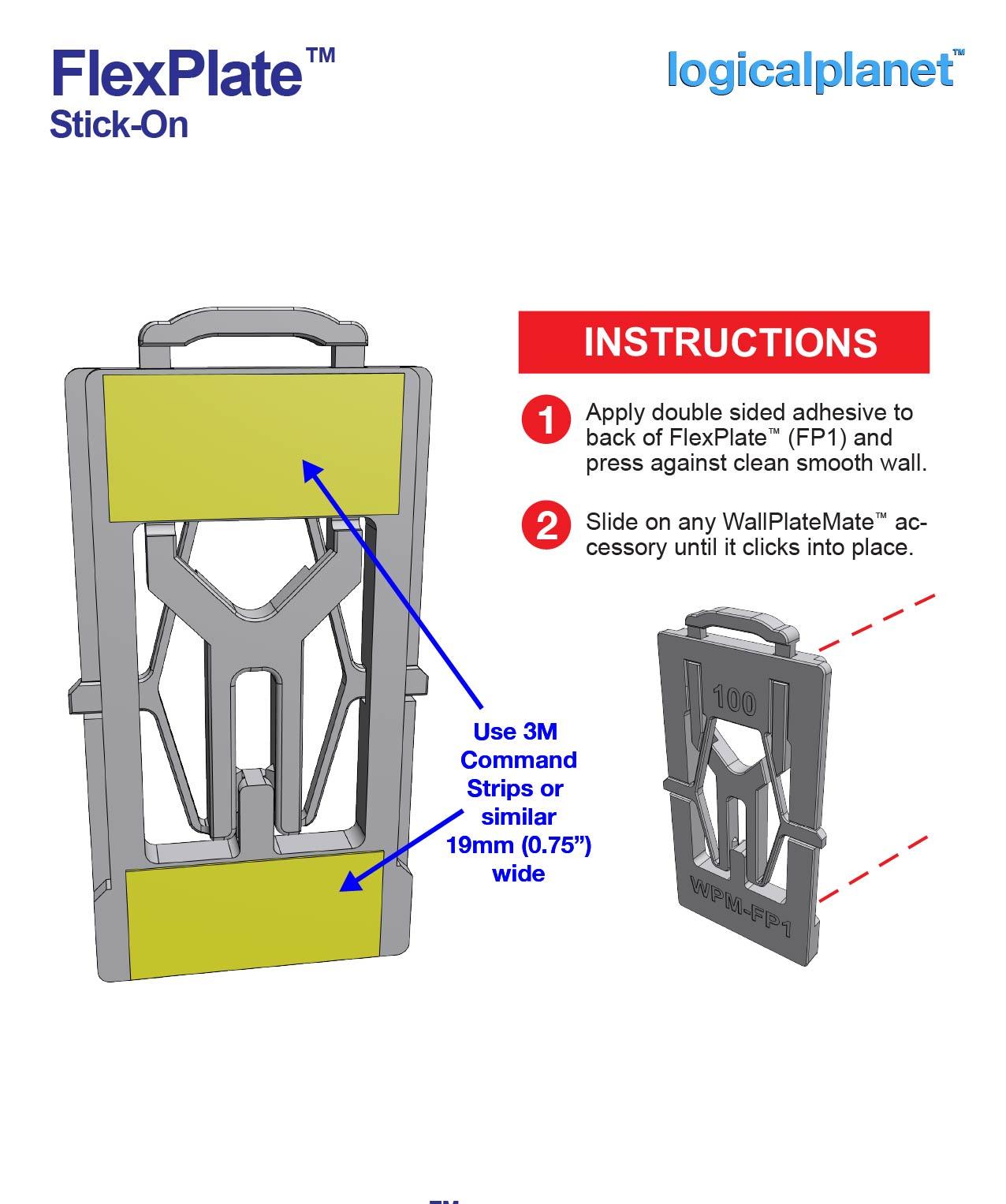 Stick-on FlexPlate (for the WallPlateMate System) 3d model