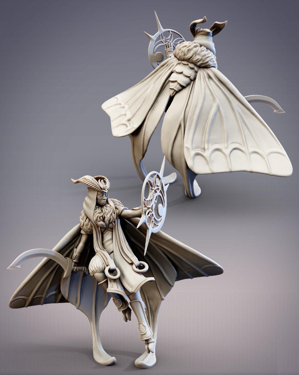 Throwback Acharya, Noctuoidea Moth Mage (Pre-Supported) 3d model