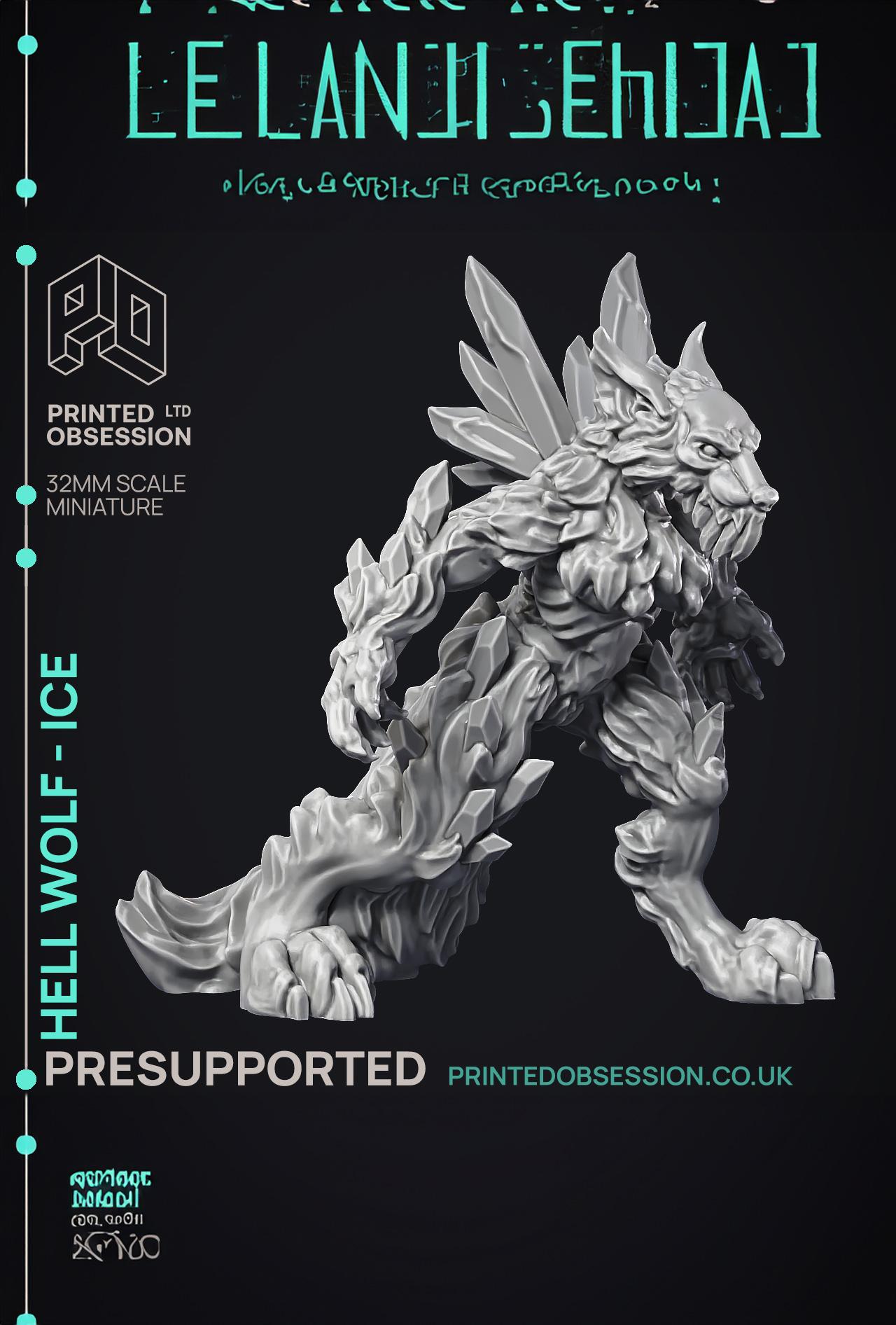 Hell Wolf - Ice - PRESUPPORTED - Hell Hath No Fury - Scale 32mm  3d model