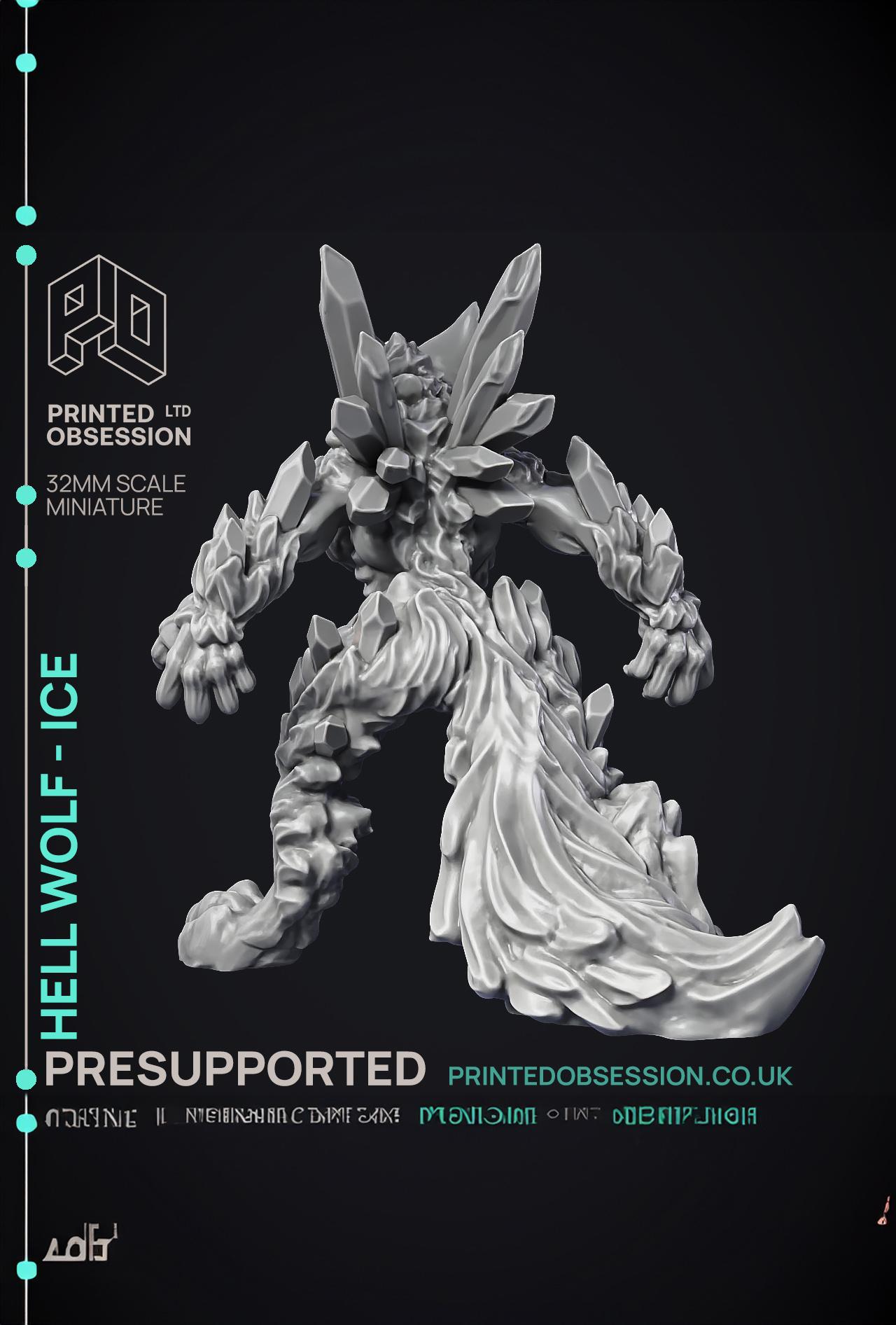 Hell Wolf - Ice - PRESUPPORTED - Hell Hath No Fury - Scale 32mm  3d model