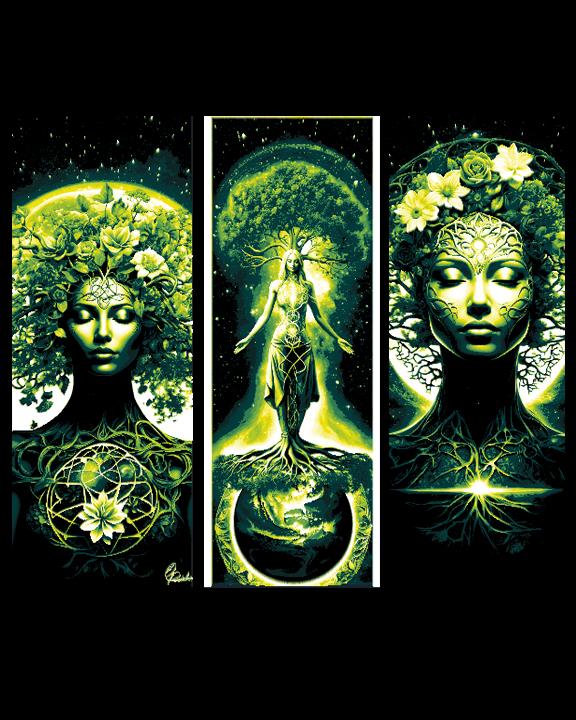 Set of 3 Bookmarks depicting Mother Earth as a Living Tree with energy into the World 3d model